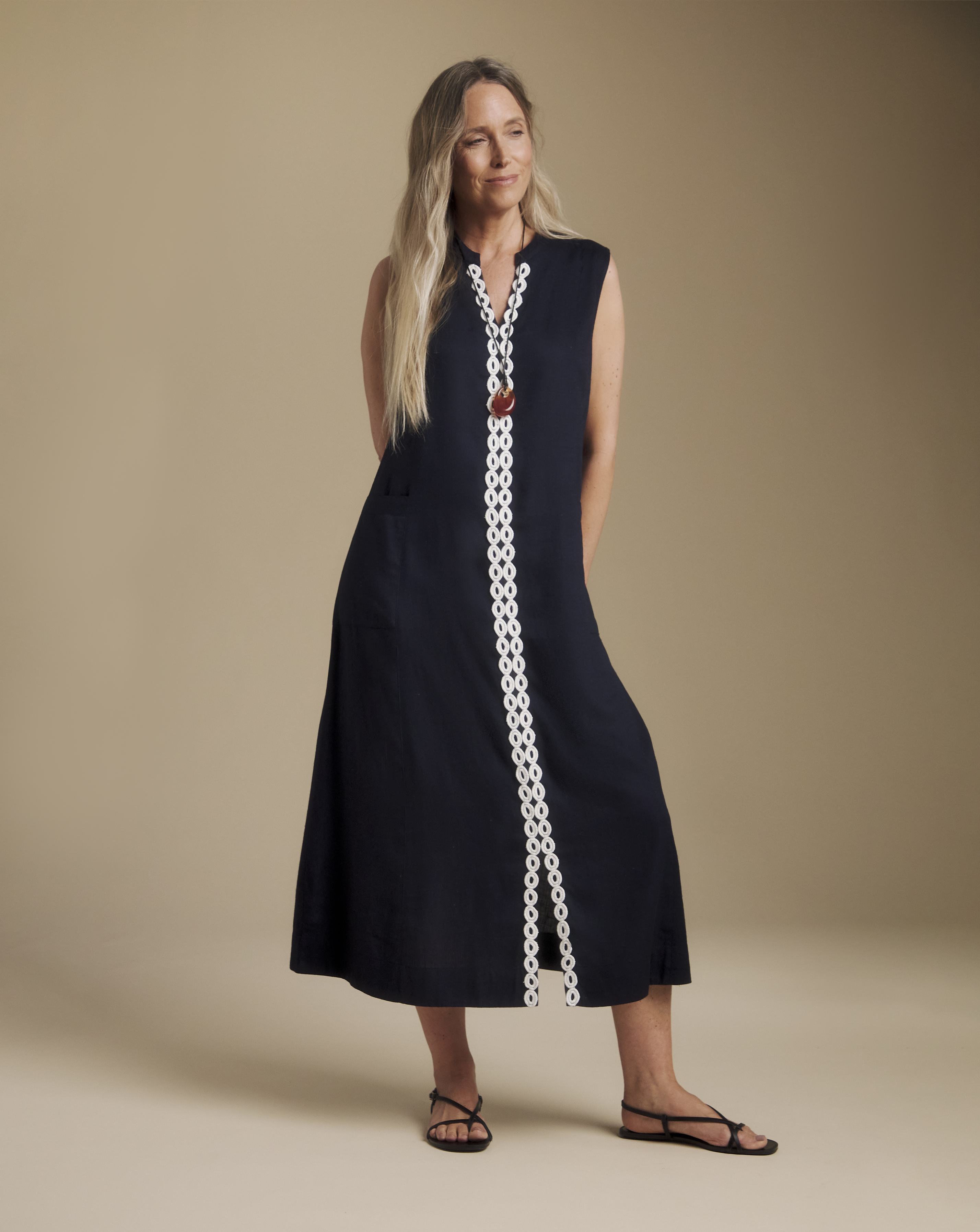 New In - Julipa Linen Pocket Midi Dress