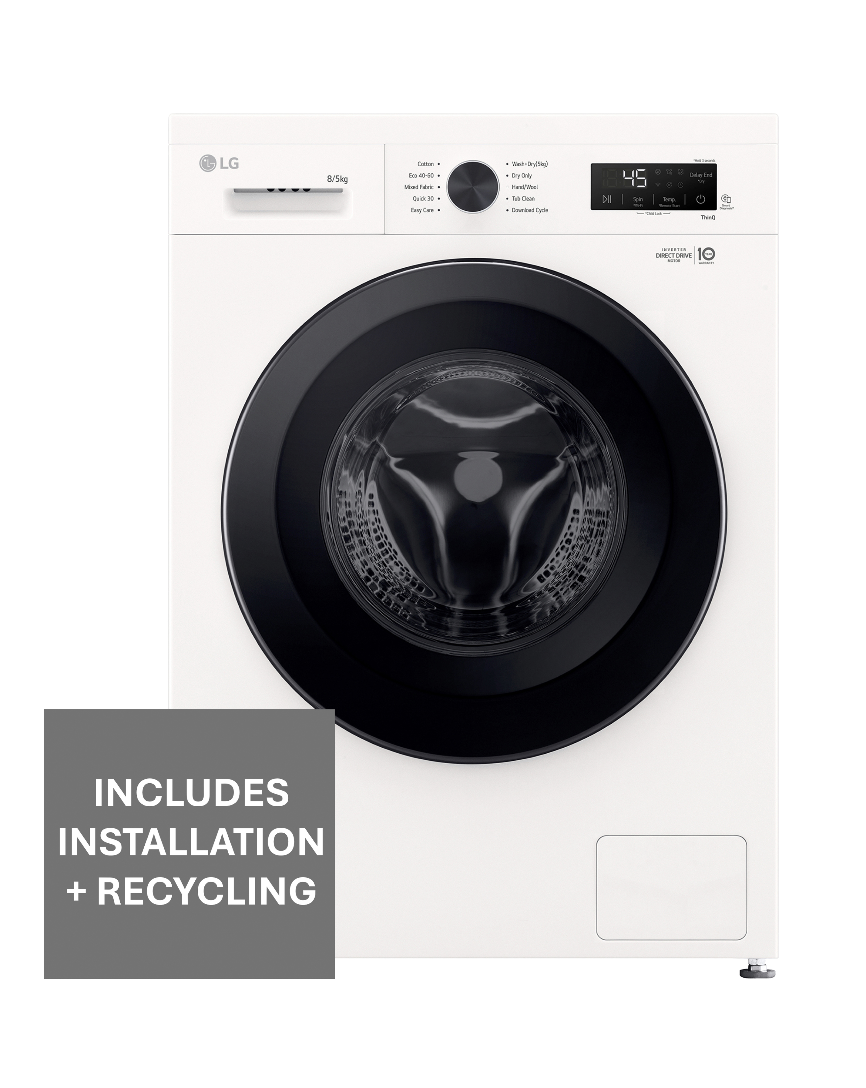 Lg Series 2 Direct Drivet W4X1085Nwk 8 Kg Washer Dryer - White - A / E Rated - Image 5