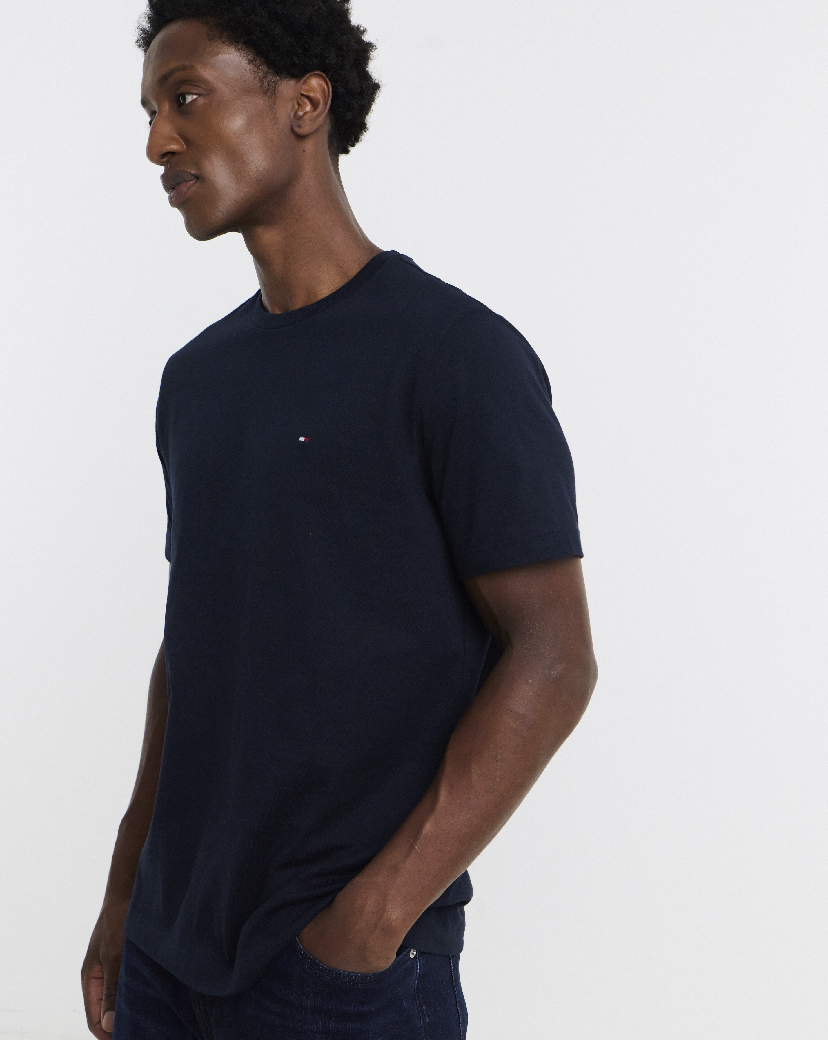 Tommy Hilfiger Essential Solid Mens T-Shirt - Navy - Size Large - Image 7