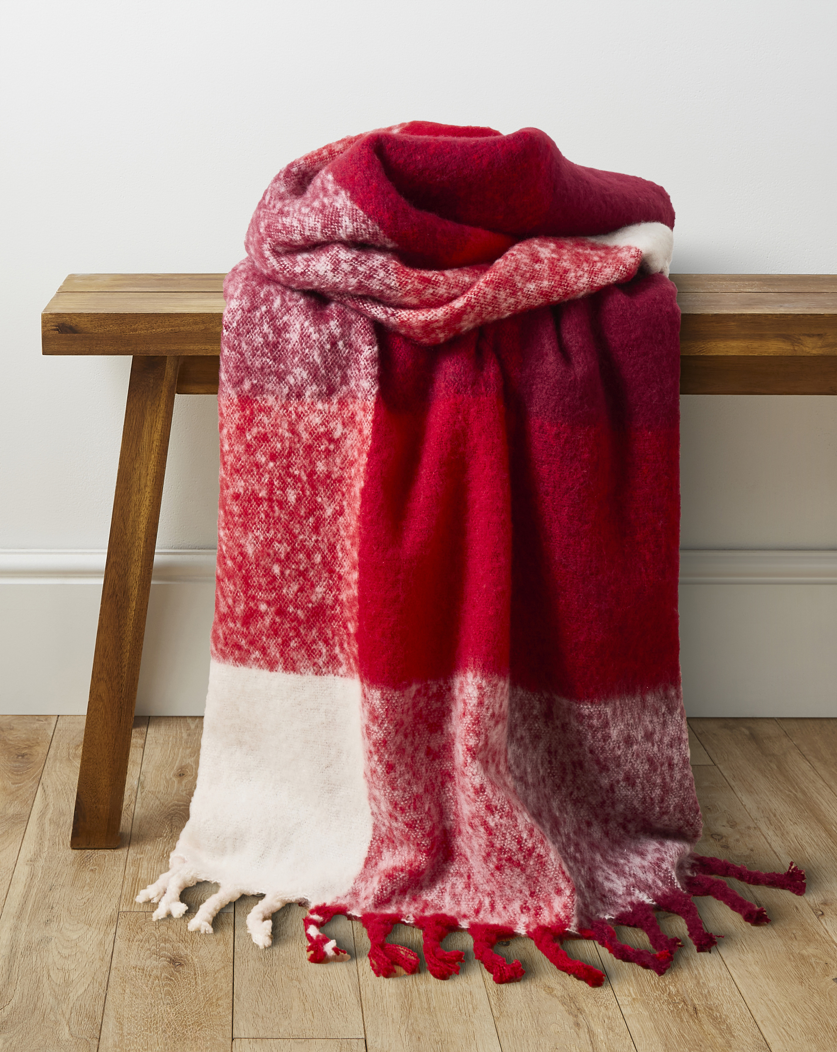 Checked Faux Mohair Throw
