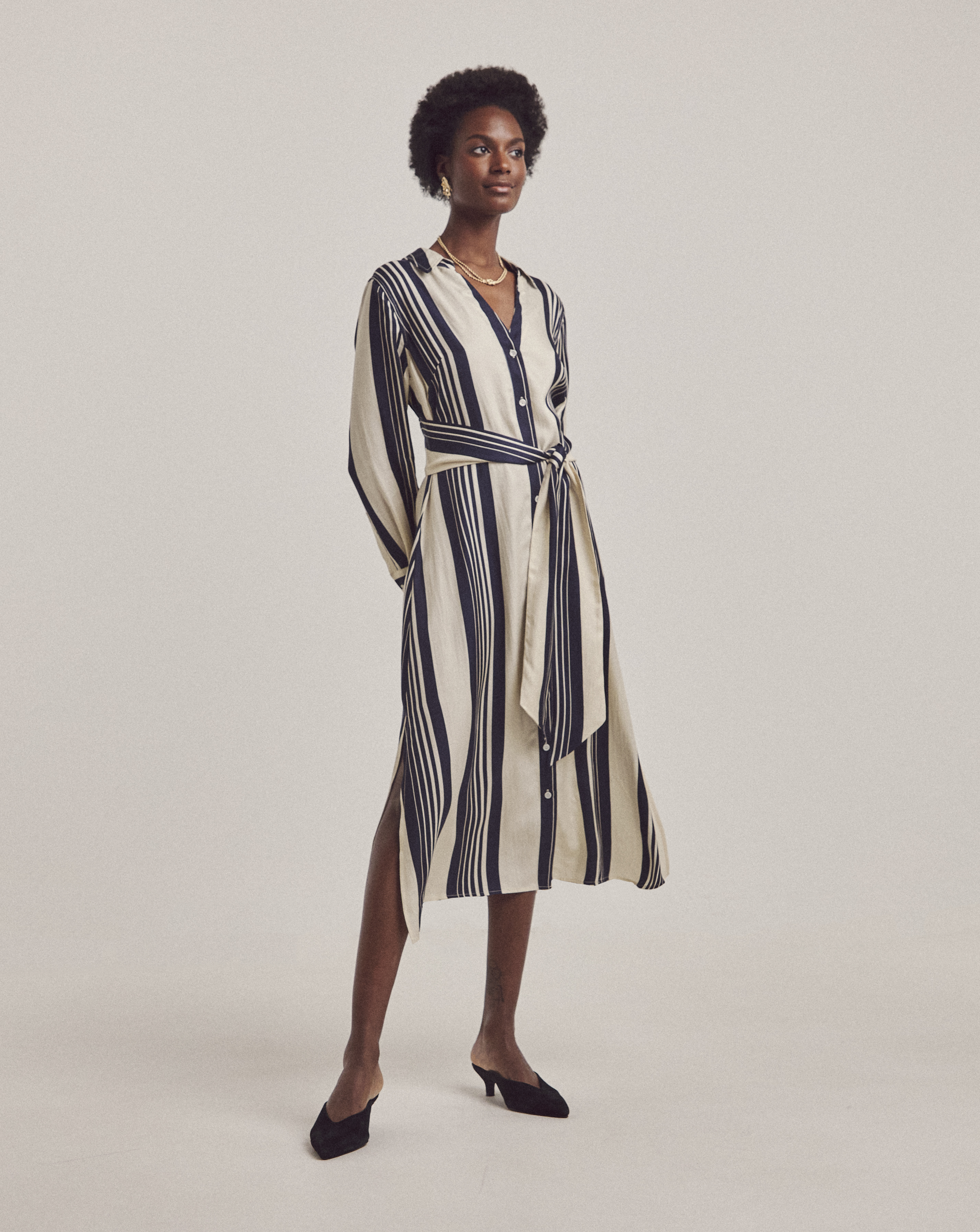 Anthology Stripe Tie Waist Shirt Dress