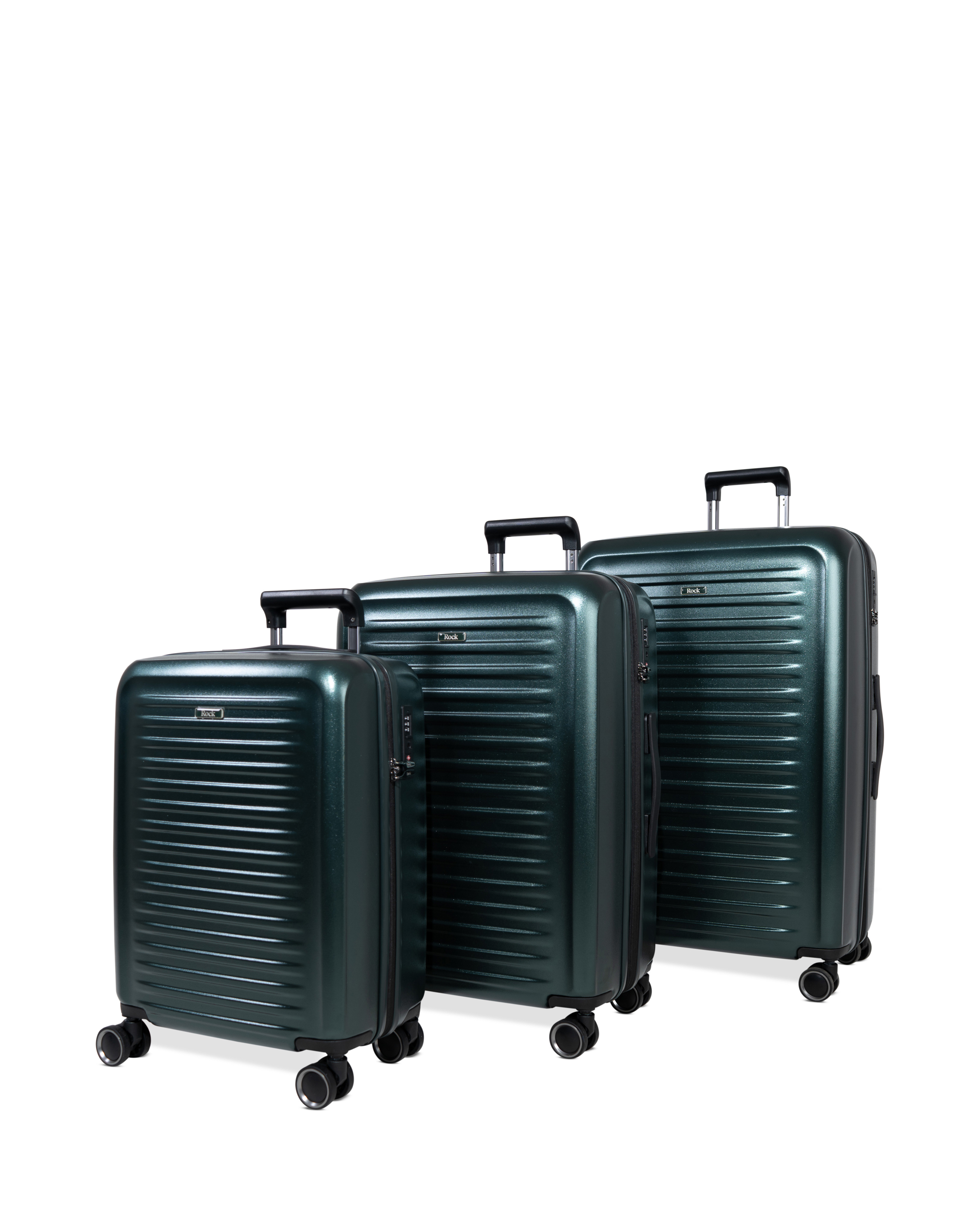Rock Men's Green Legacy Hardshell 3Pc Suitcase Set Size 3