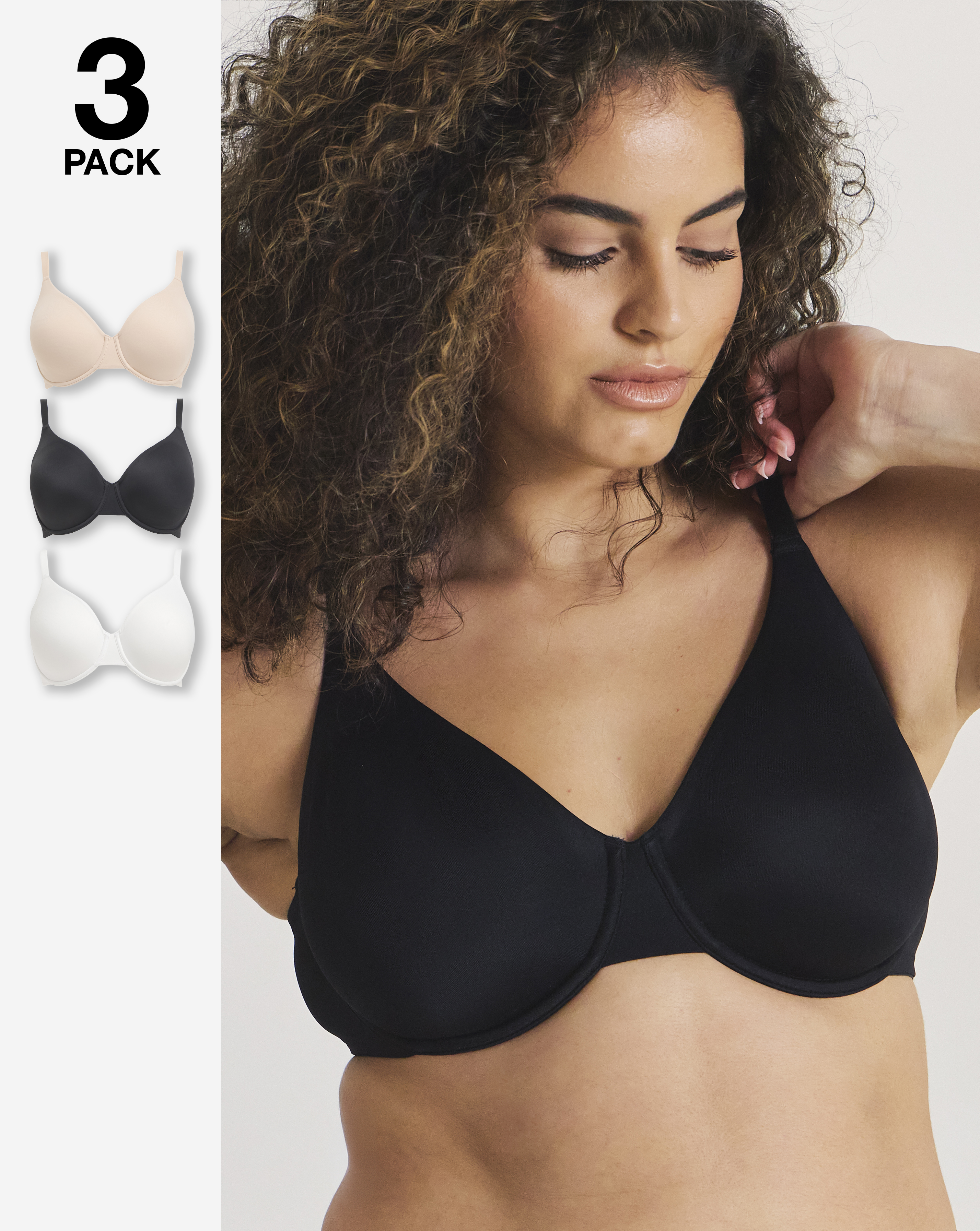3 Pack Claire Micro Full Cup Wired Bras