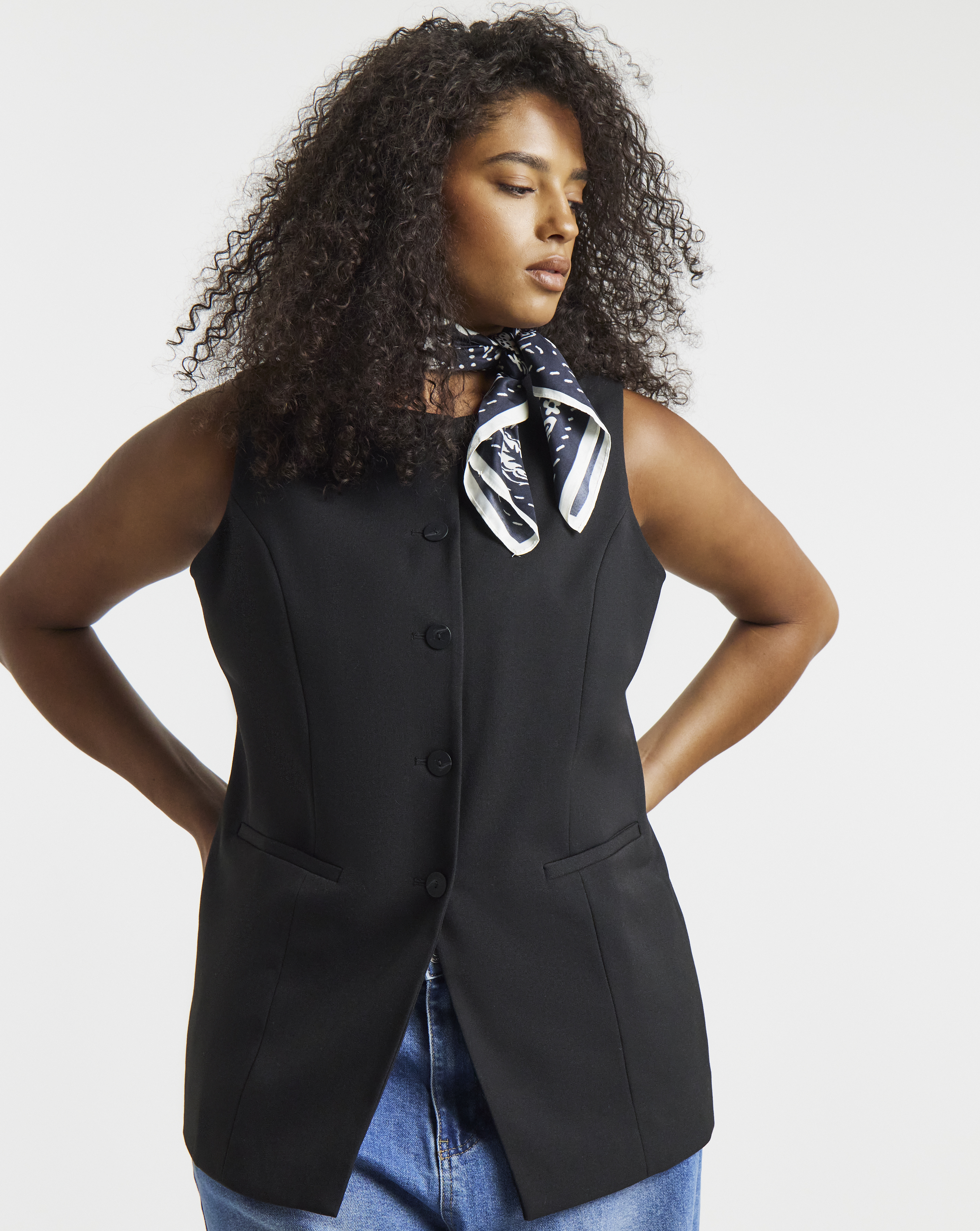 Black Longline Waistcoat