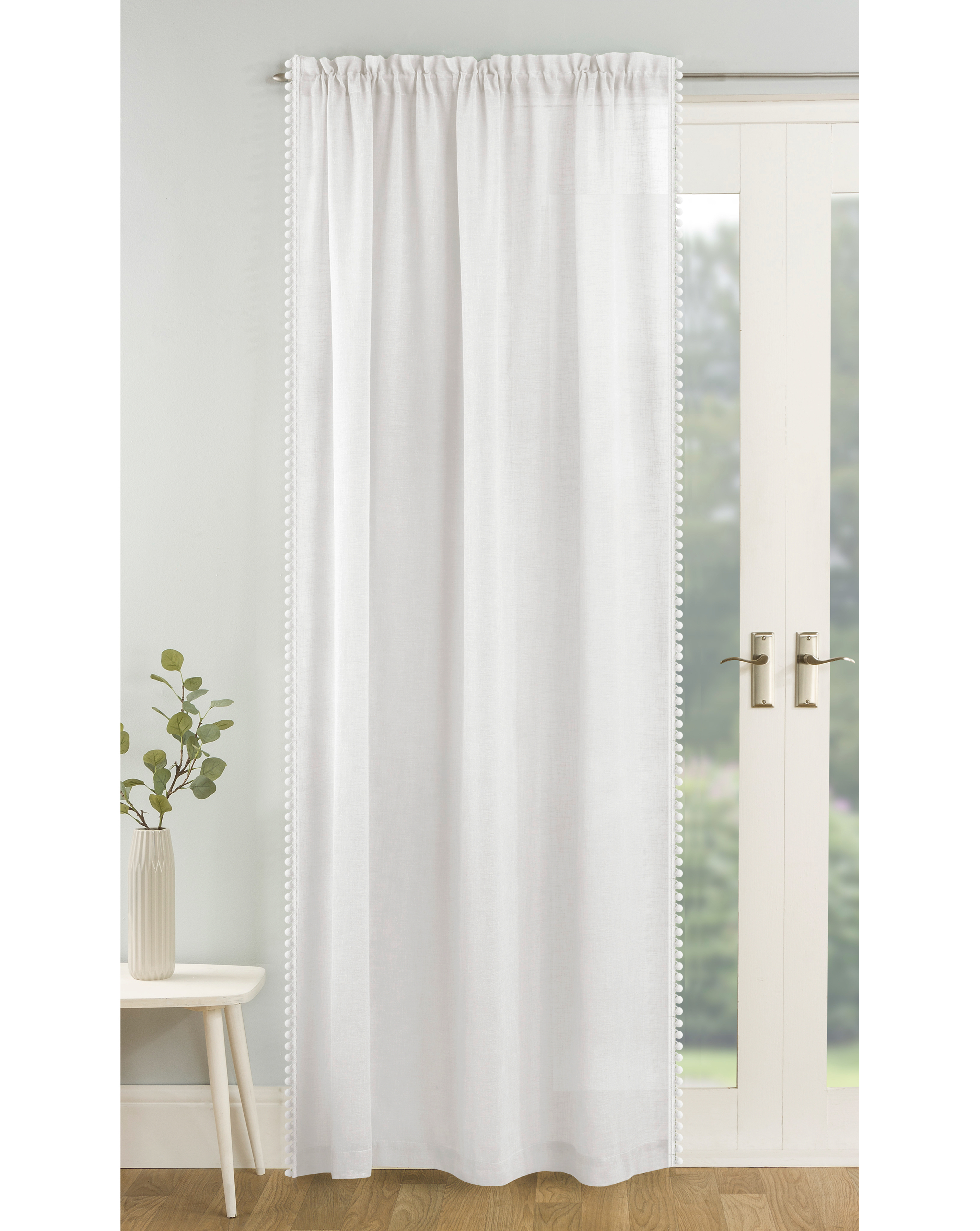 Tahiti Pom Pom Linen Look Voile
