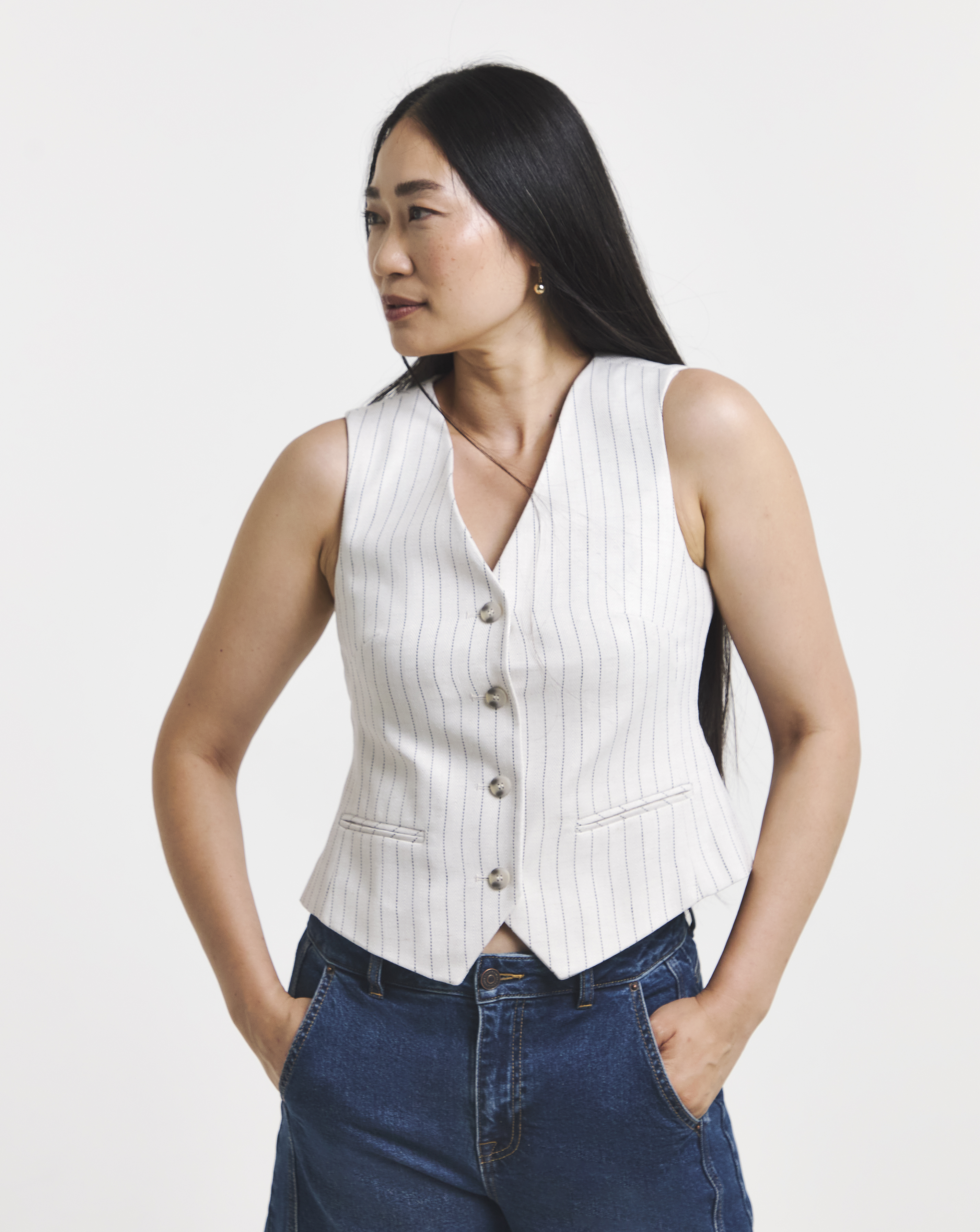 Pinstripe Linen Waistcoat