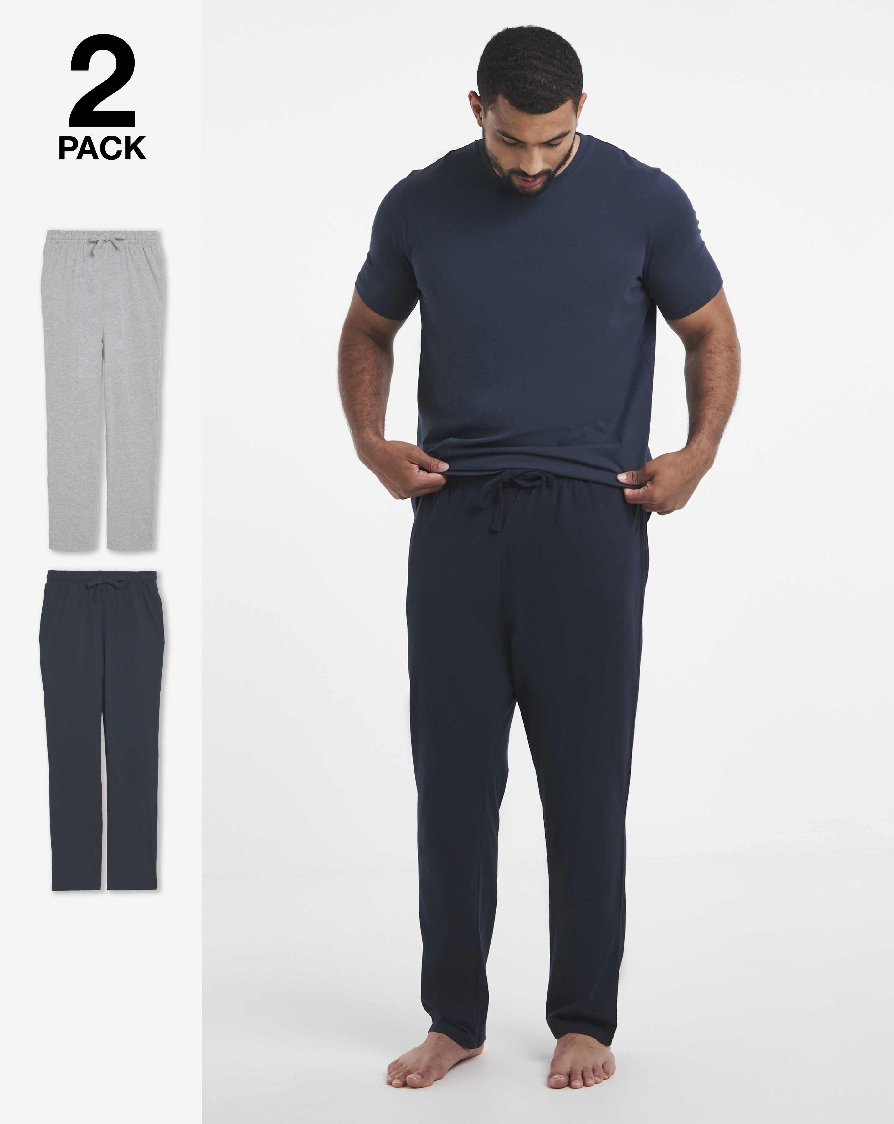 2 Pack Open Hem Lounge Joggers- Grey/Nav