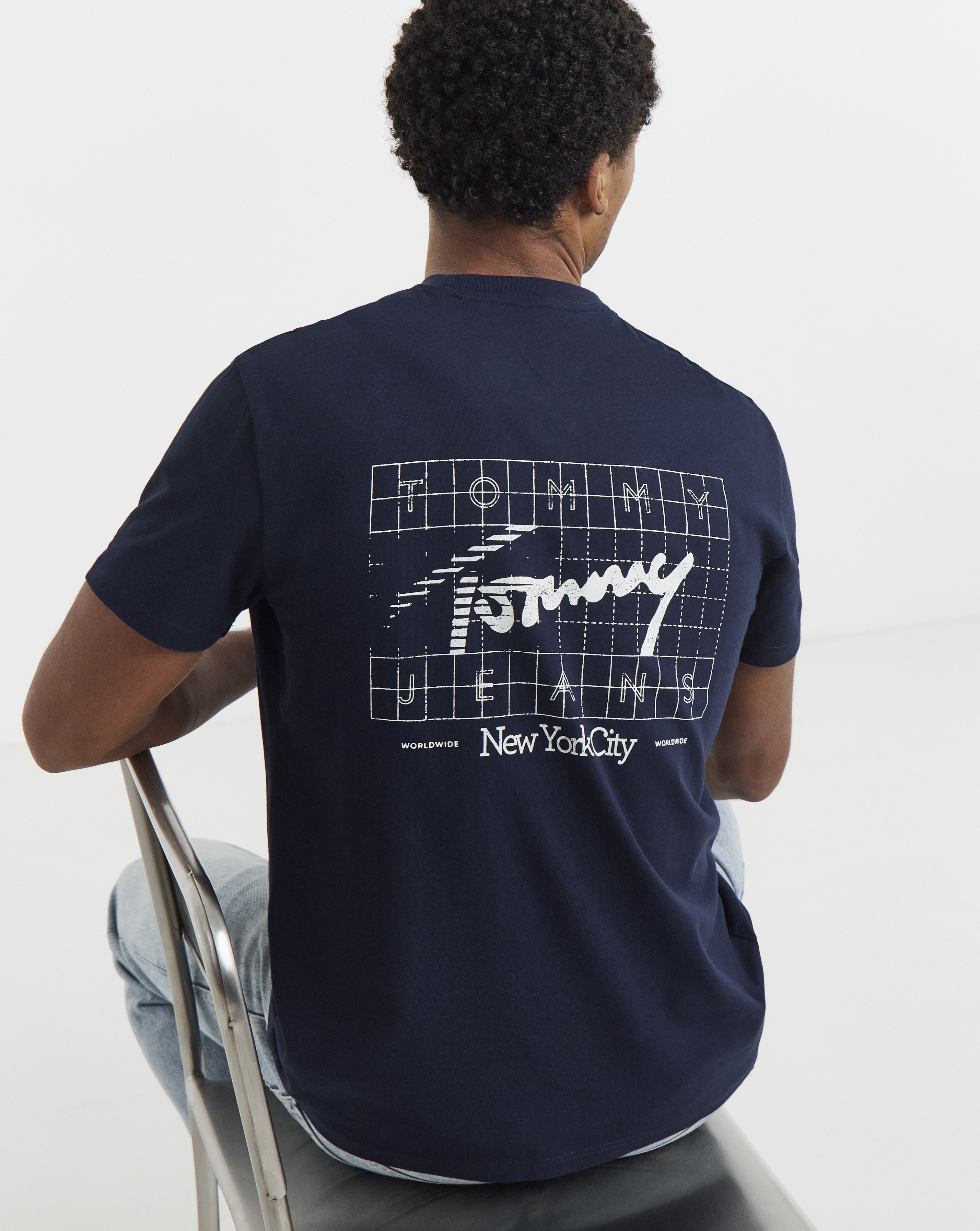 Tommy Jeans Short Sleeve Signature Flag T-Shirt - Navy