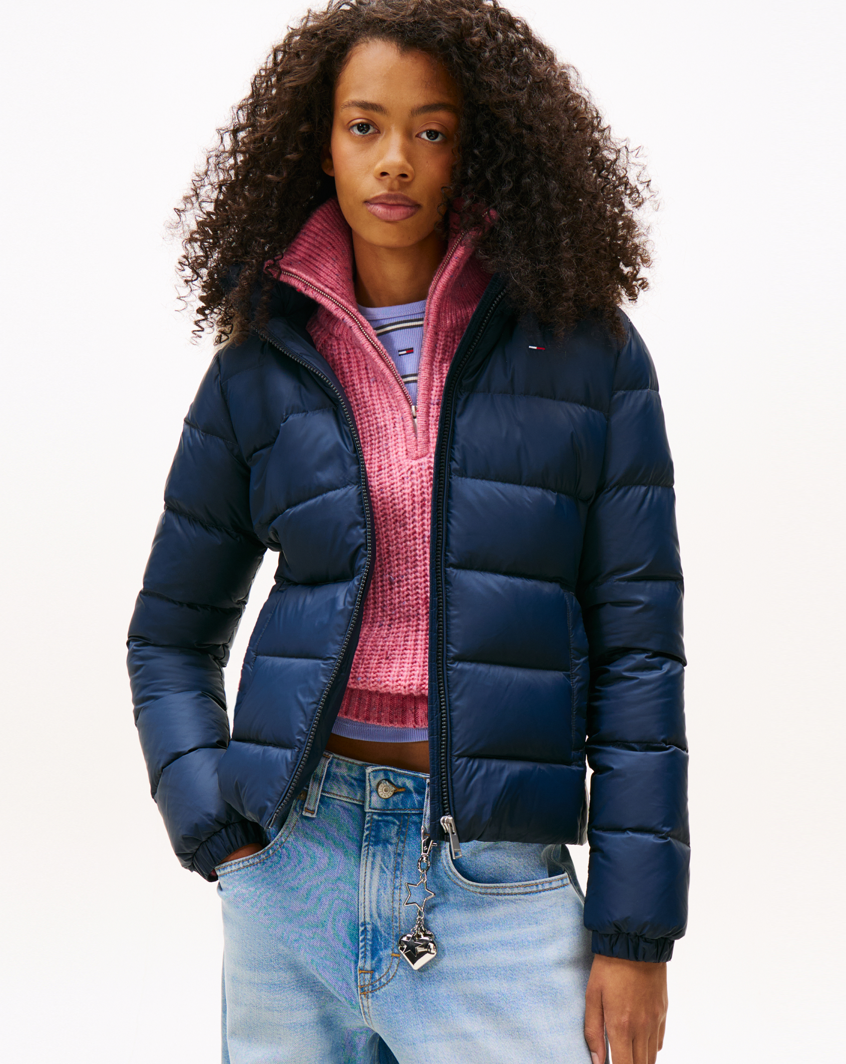 Tommy Jeans Navy Hooded Down Jacket Small
