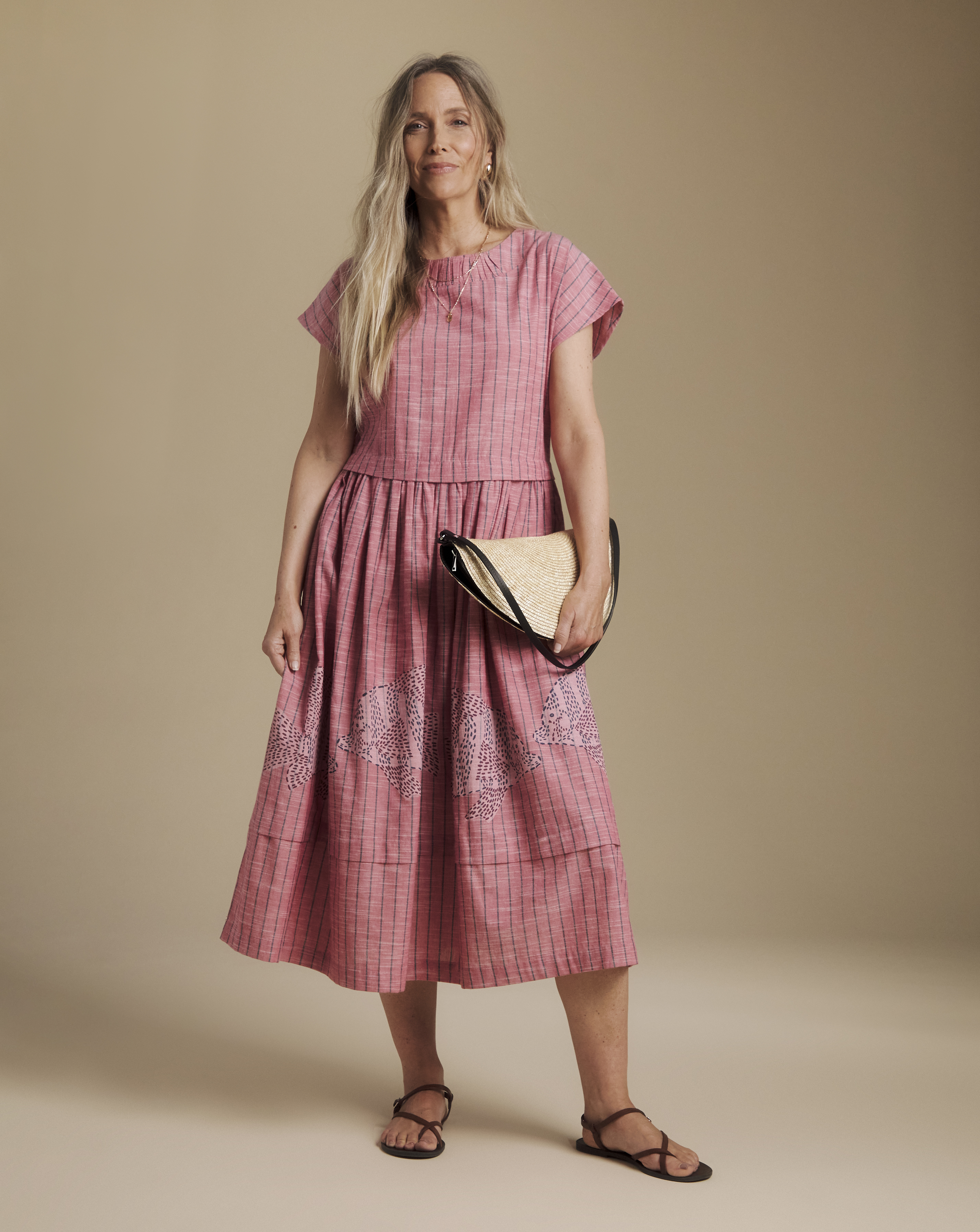 New In - Julipa Stripe Embroidered Midi Dress