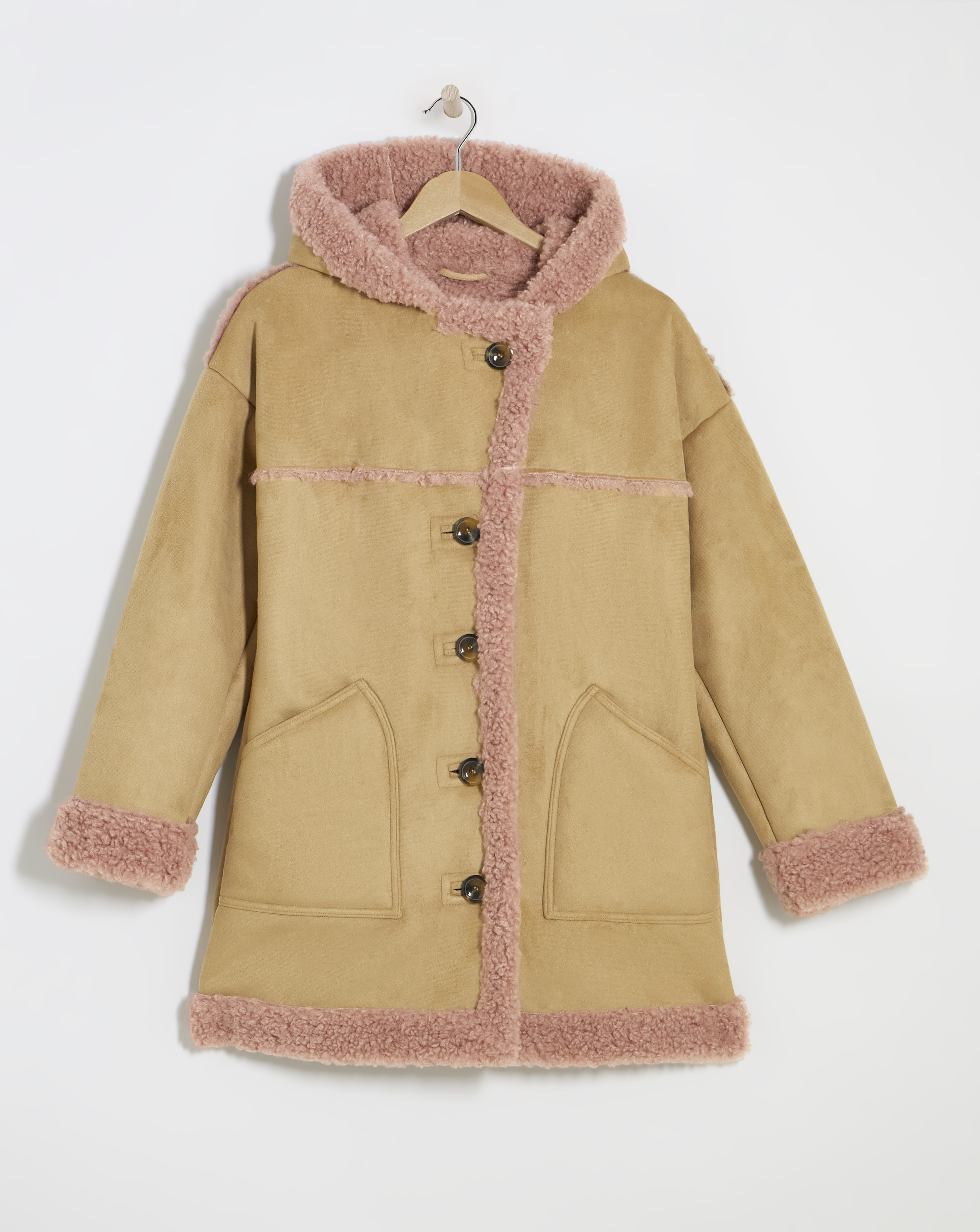 Tan Longline Contrast Shearling Aviator