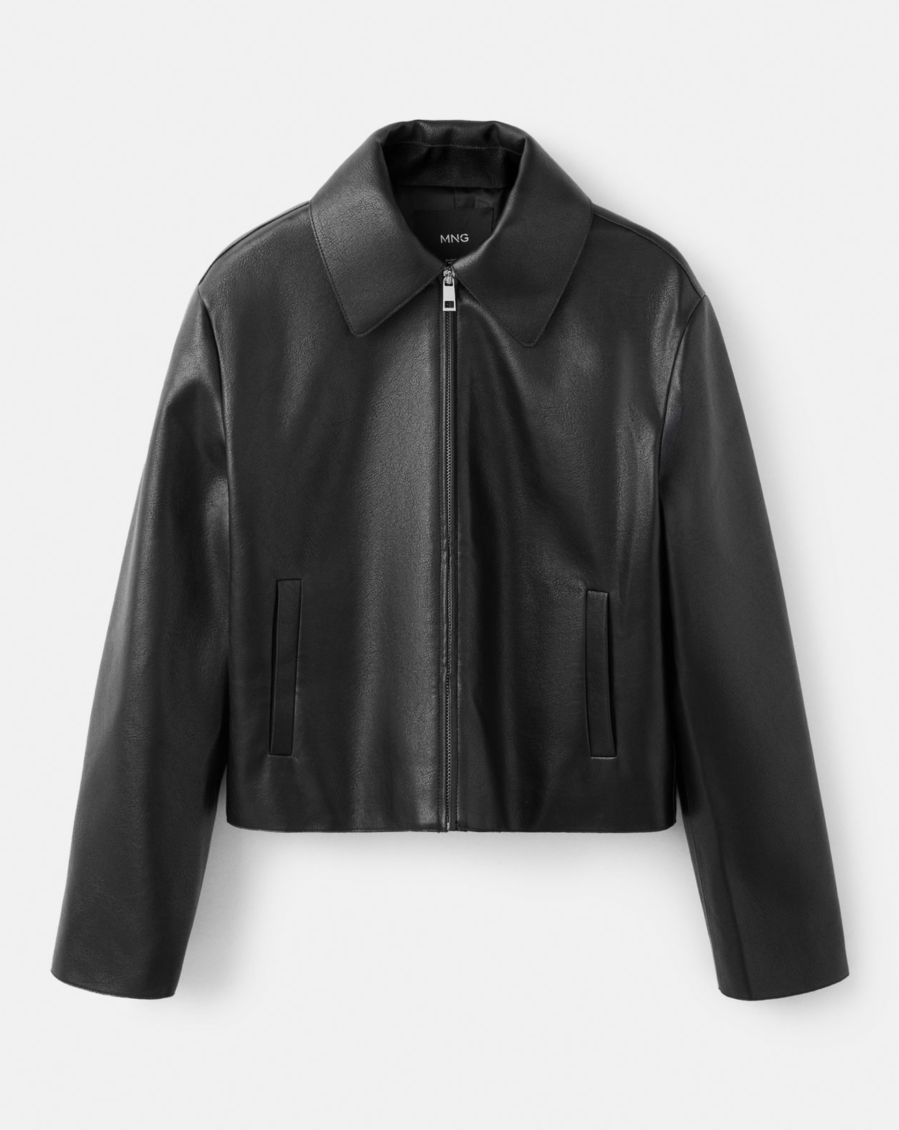 Mango Women's Black Faux Leather Jacket Size S