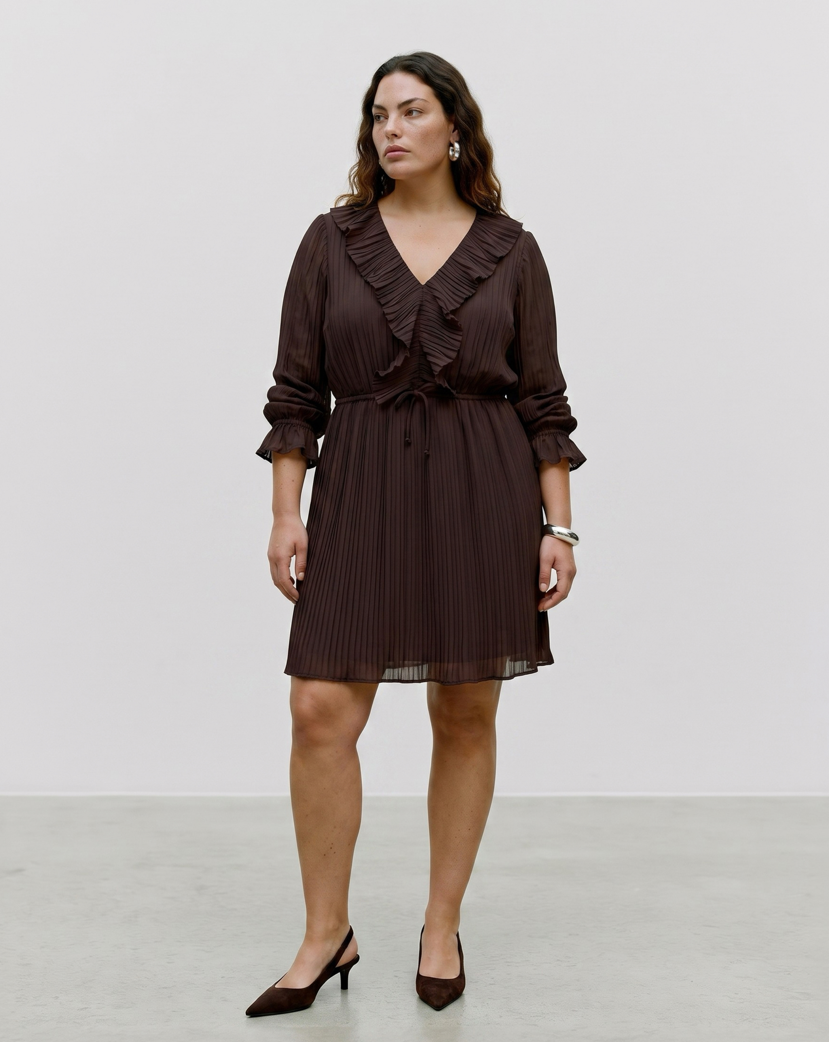 Vero Moda Women's Brown Frill Dress