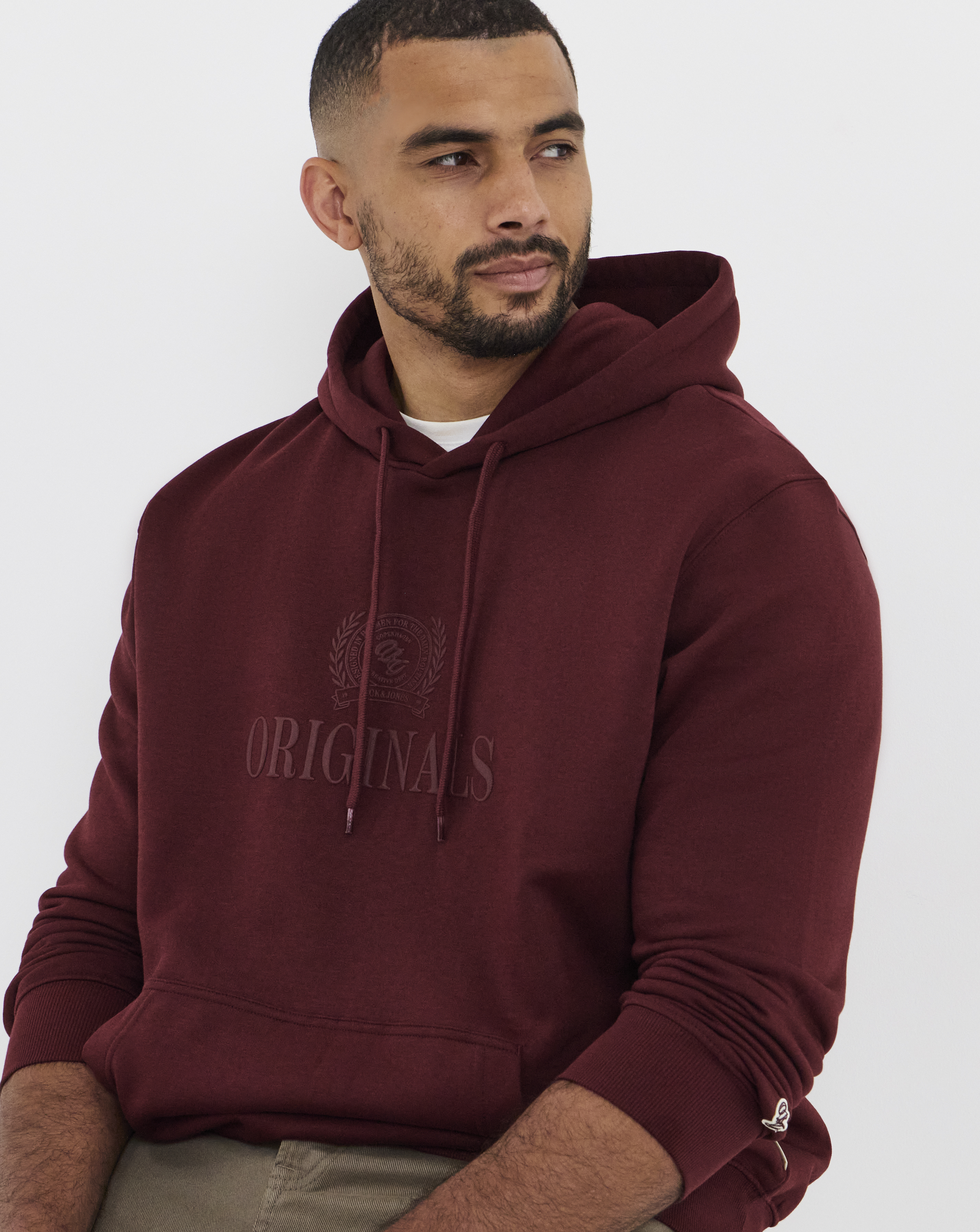 Jack & Jones Men's Burgundy Frederiksberg Hoodie