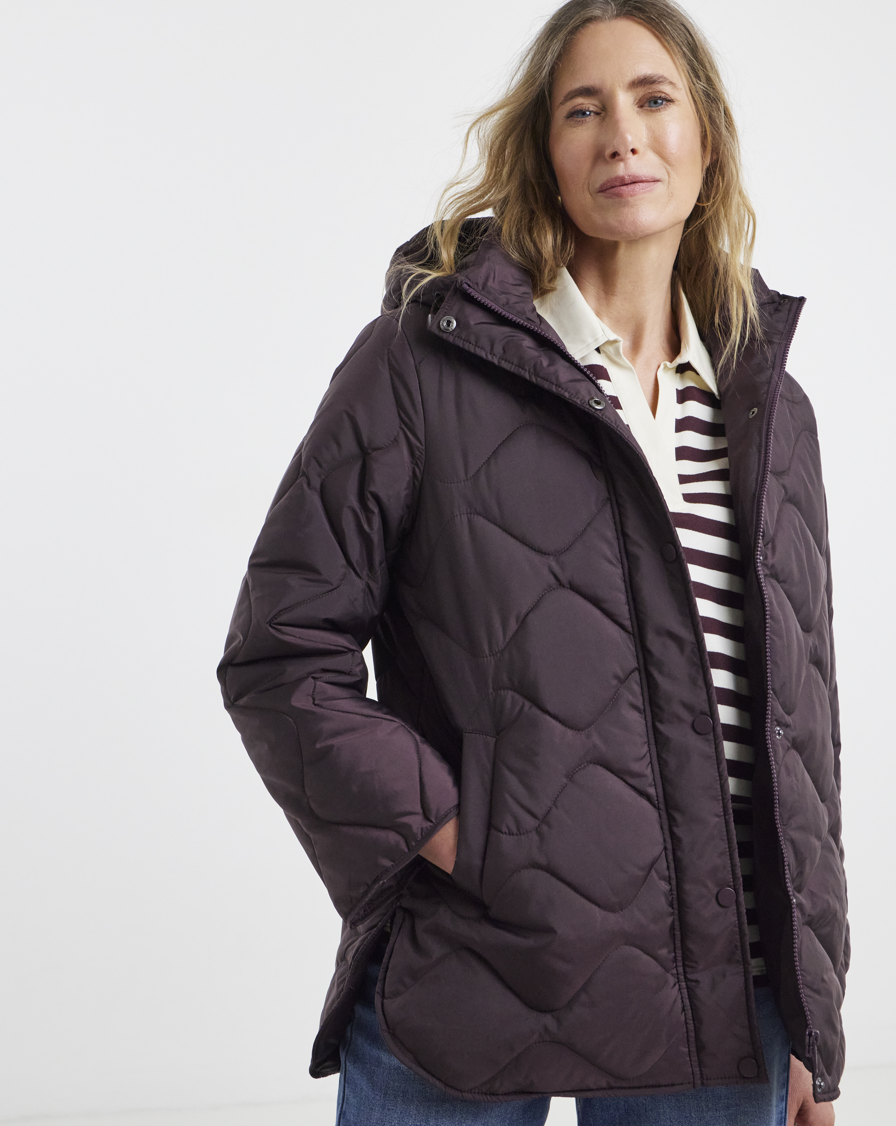 Burgundy Short Quilted Jacket