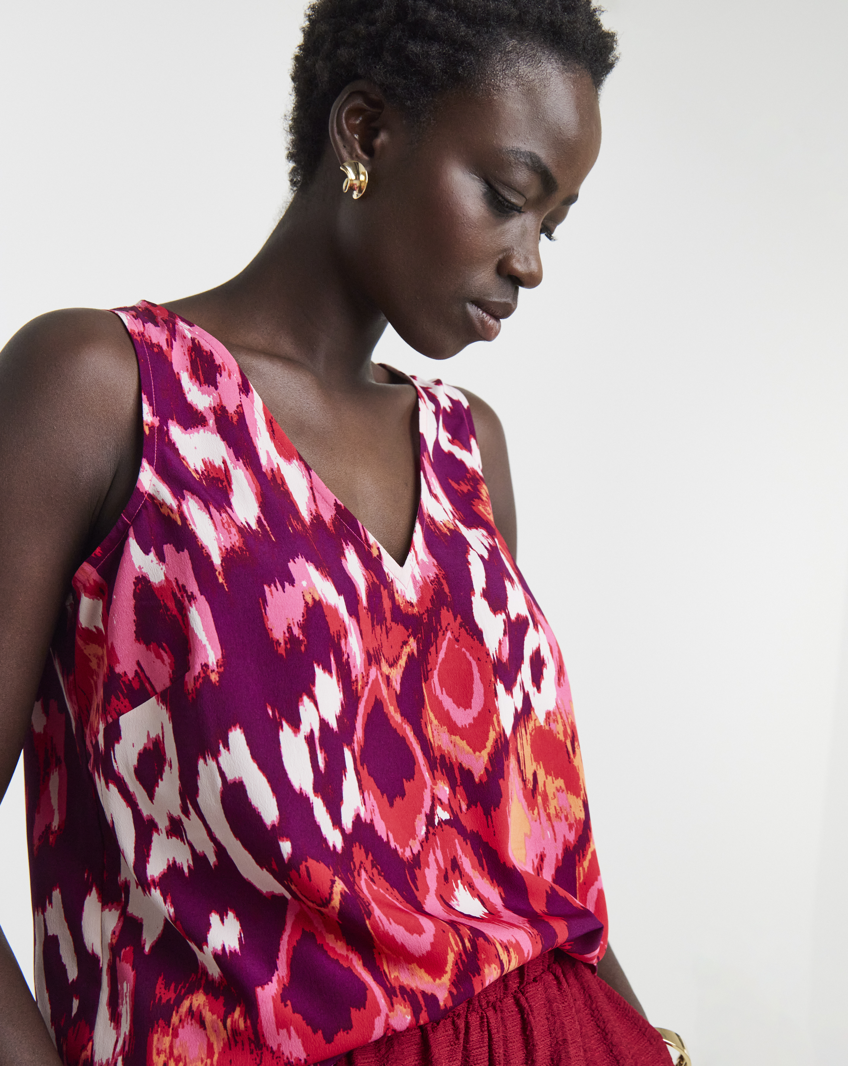 V Neck Woven Vest