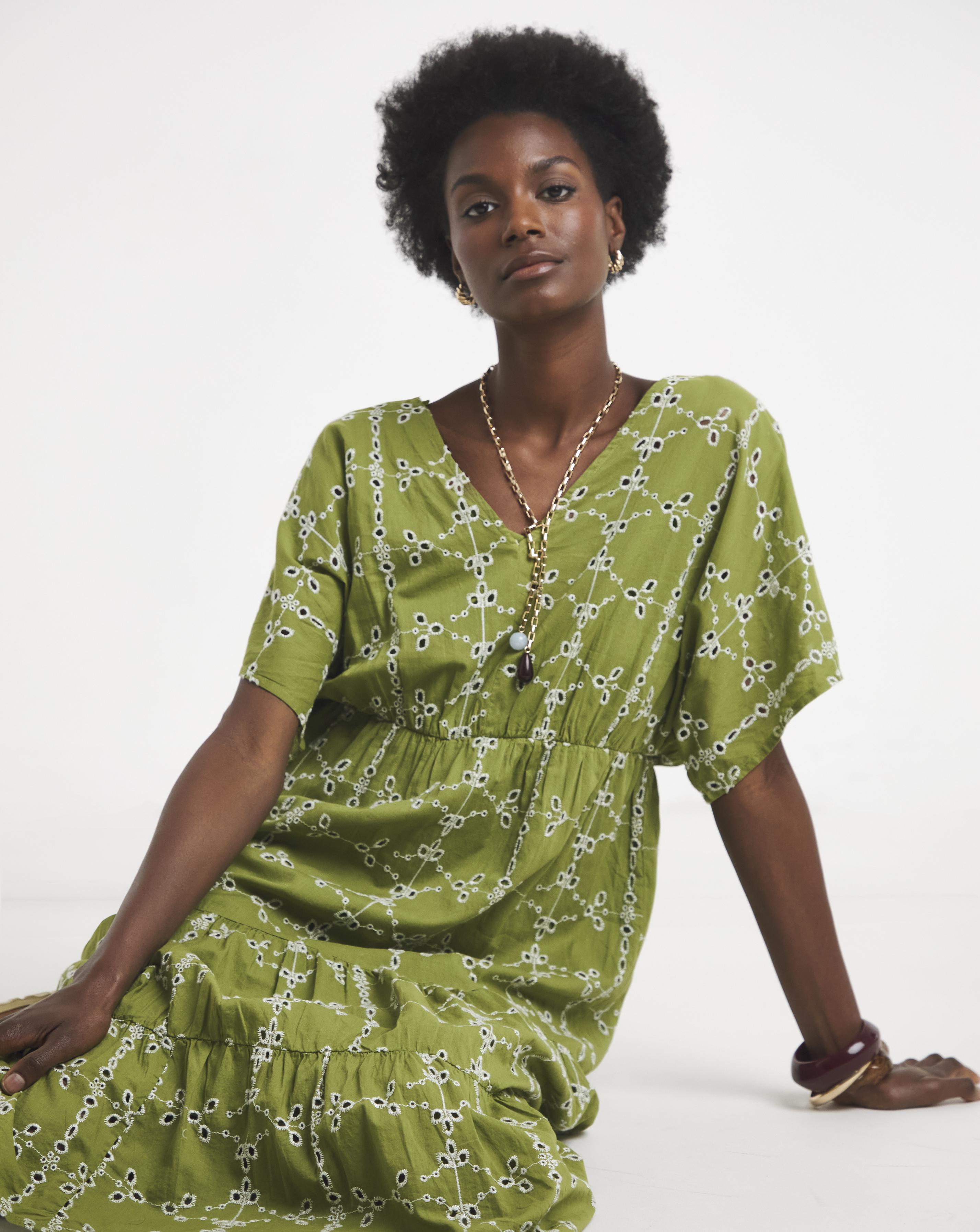Pure Cotton Broderie Smock Dress