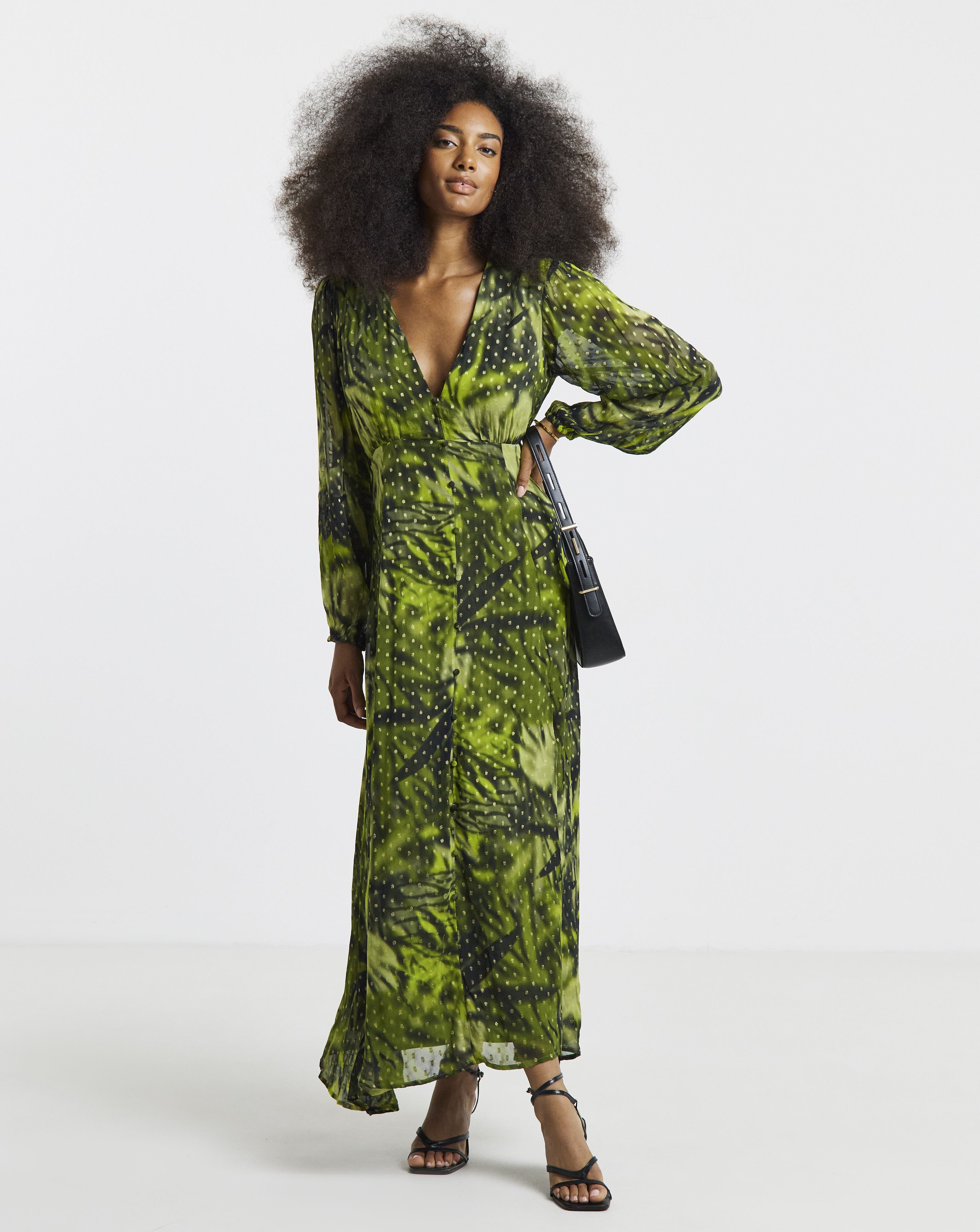 Georgette Foil Button Up Maxi