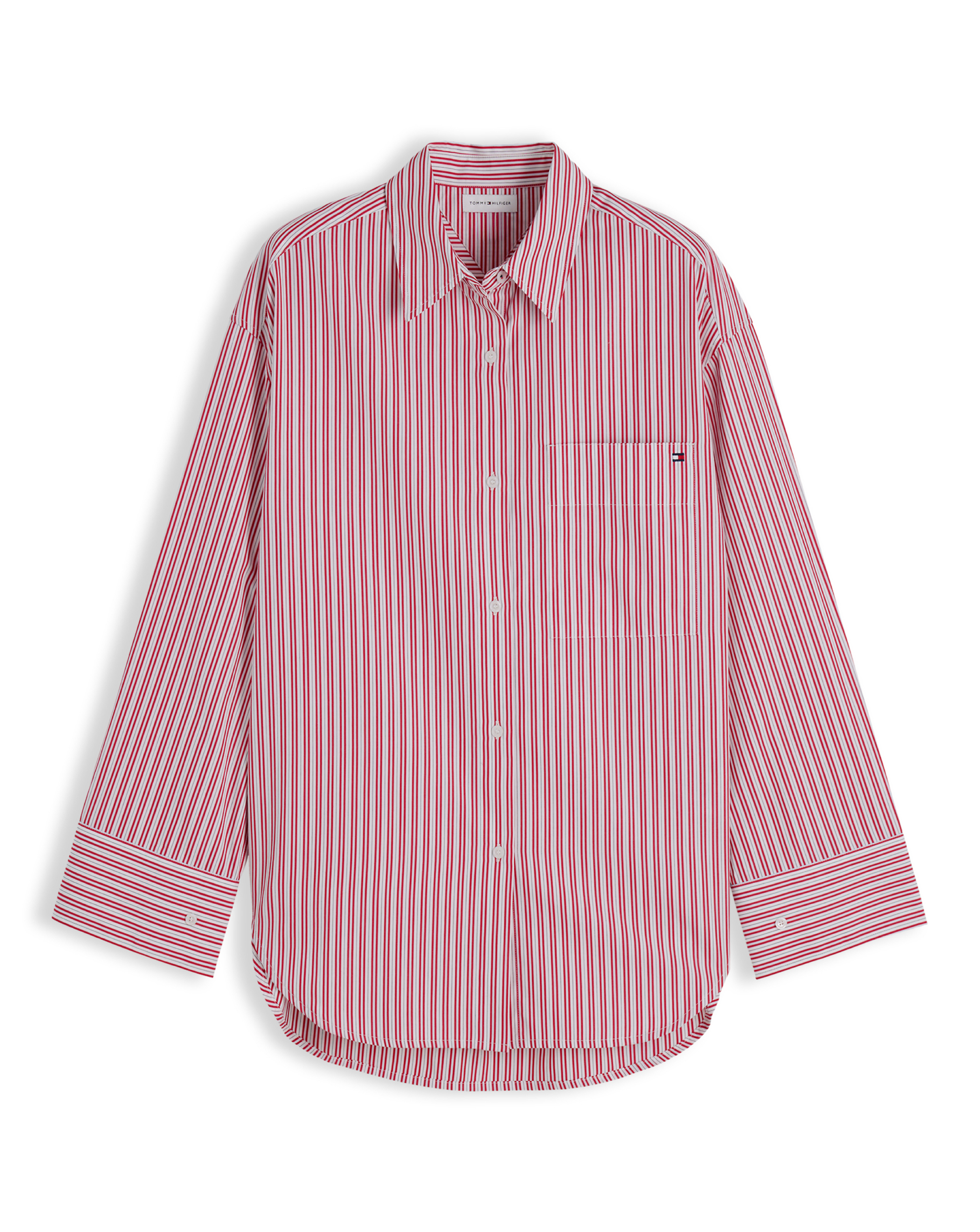 Tommy Hilfiger Women's Red Multicolour Modern Long Sleeve Shirt Medium