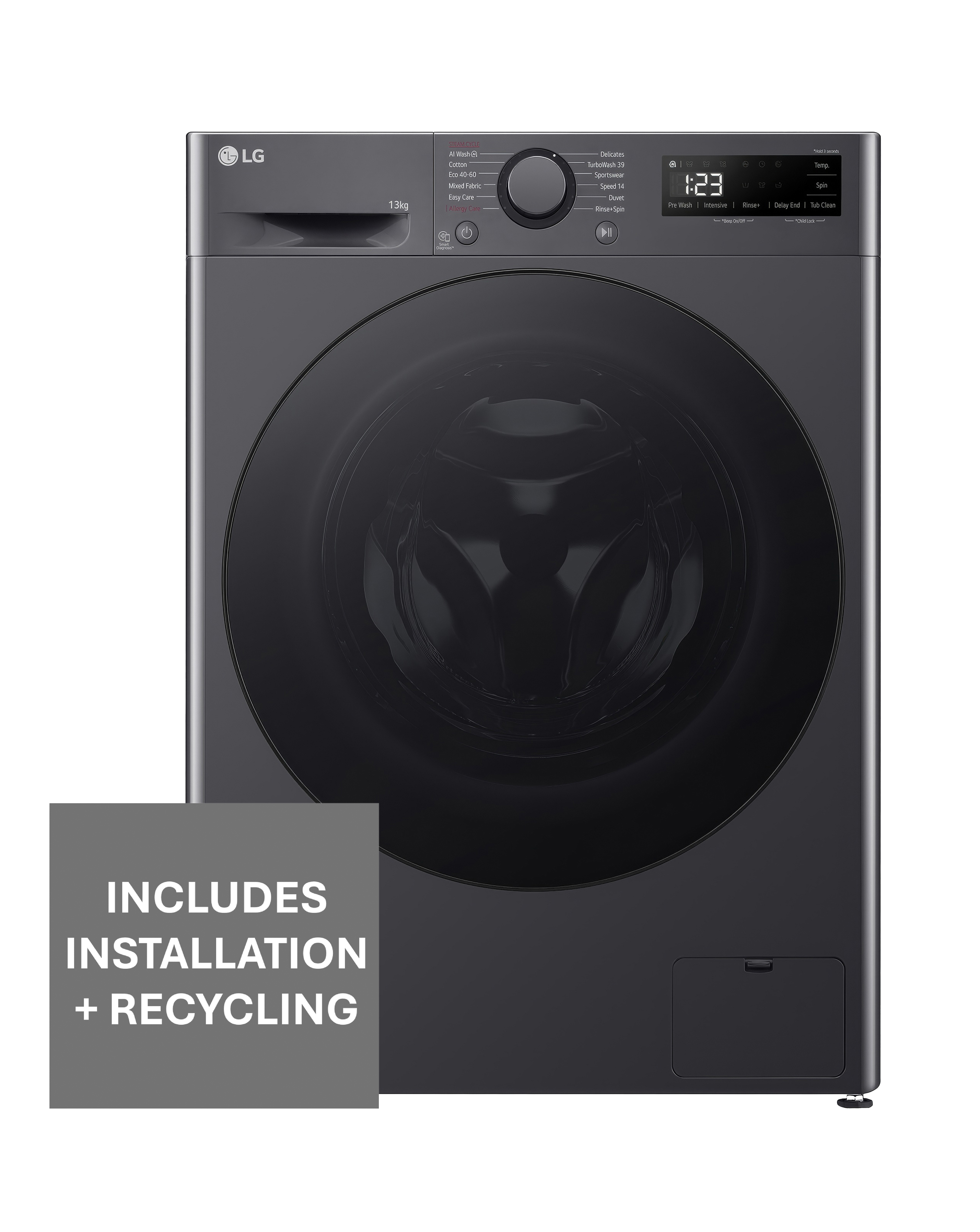 Lg F4y513gbln1 13Kg 1400Rpm Washing Machine - Slate Grey - Image 15