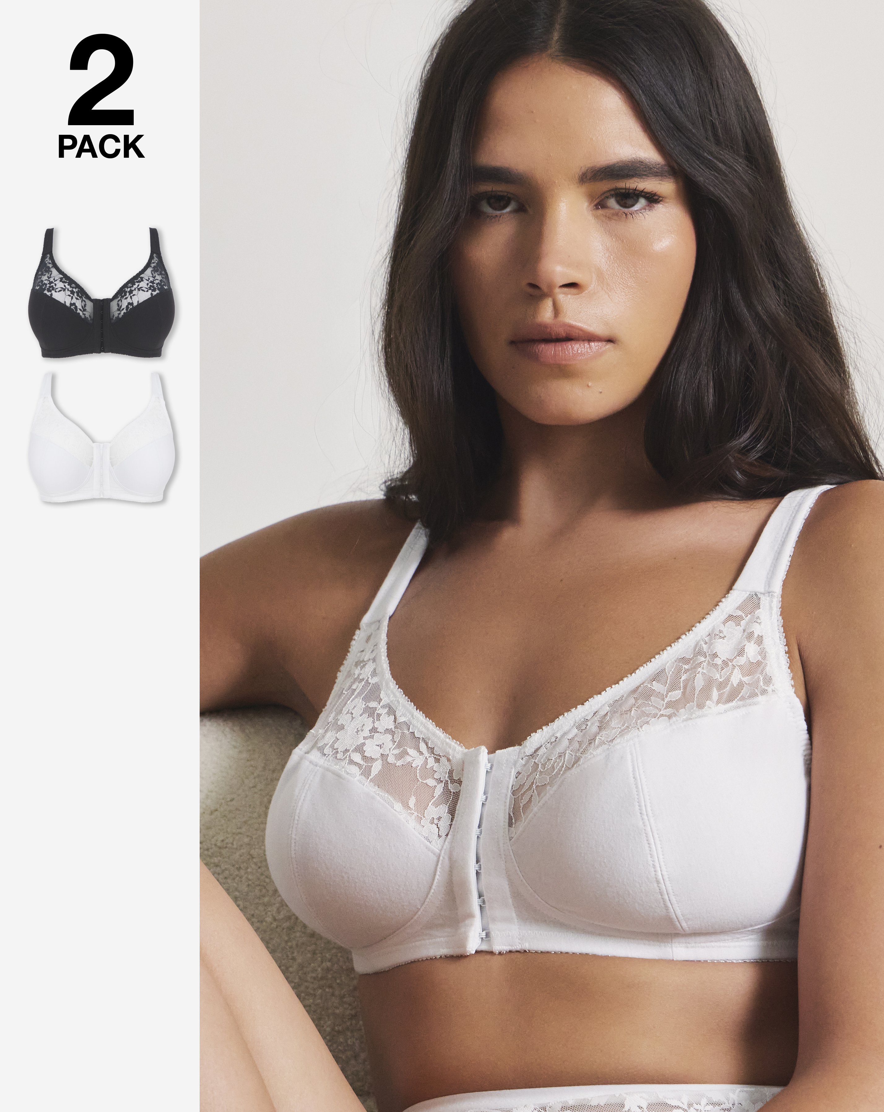 2 Pack Lace Front Fasten NW FC Bras