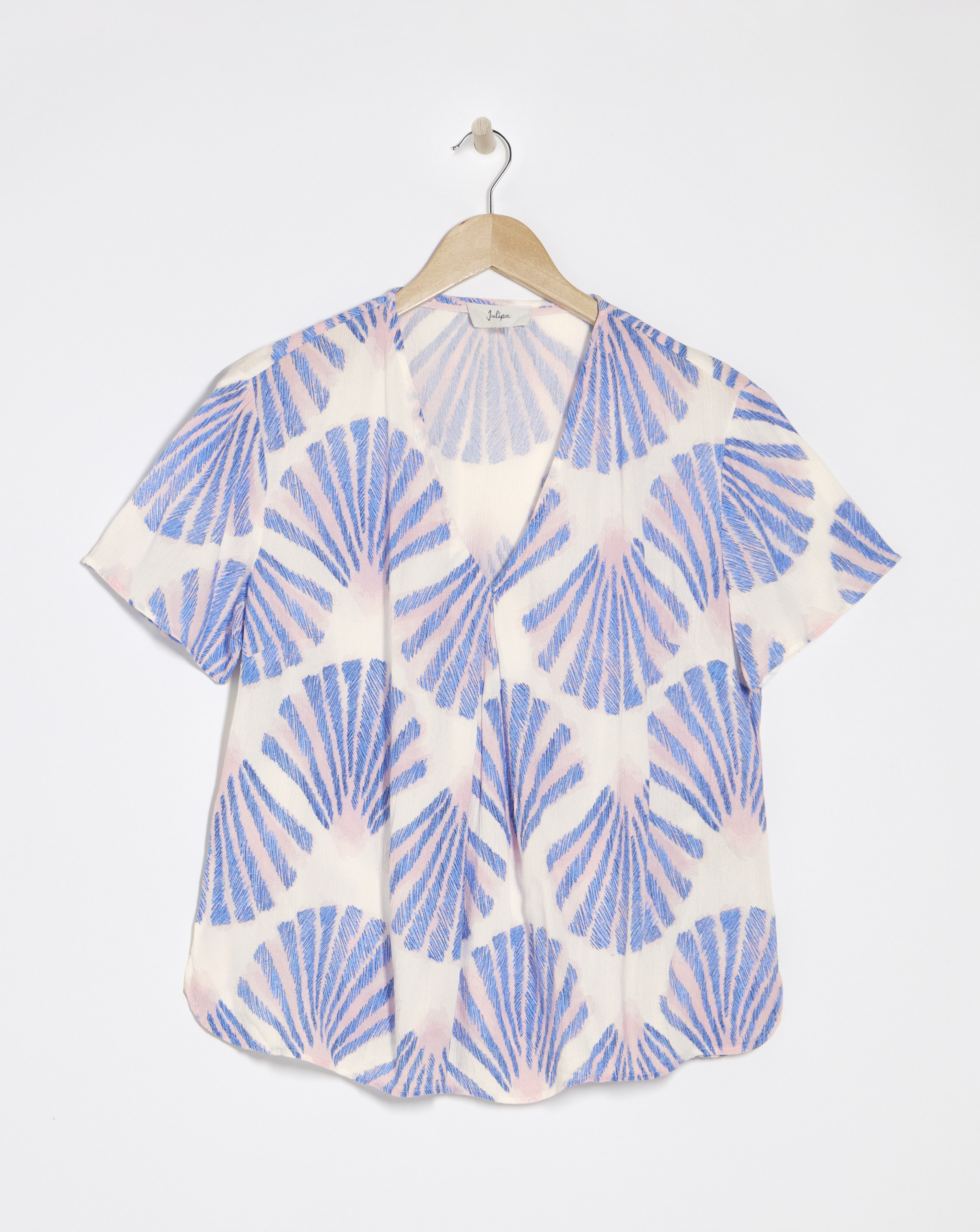 Julipa Printed Crinkle Short Sleeve Top
