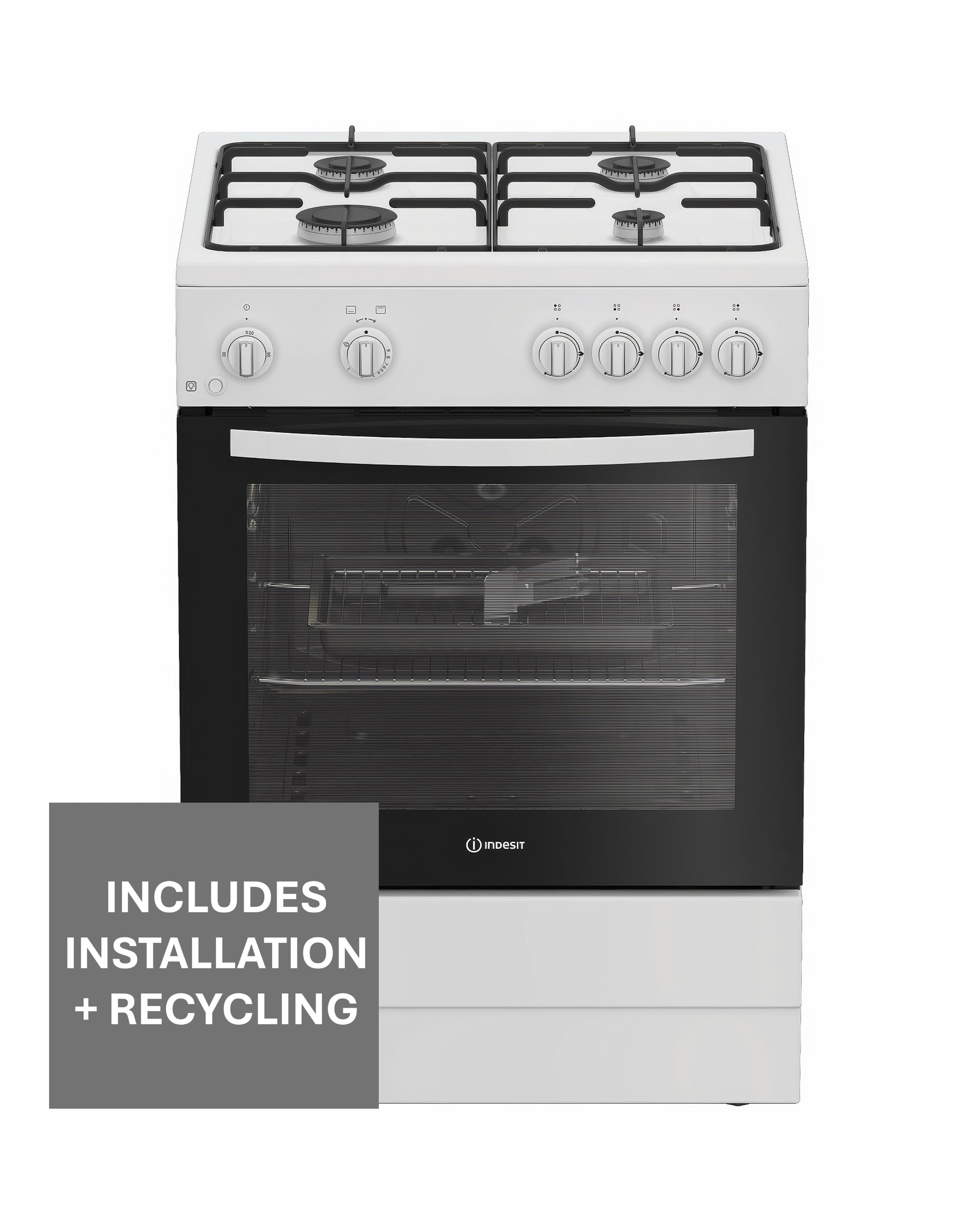 Indesit I6GGMMWUK White Gas Cooker Single Cavity 60cm (LPG Convertible) PGC NEW - Image 6