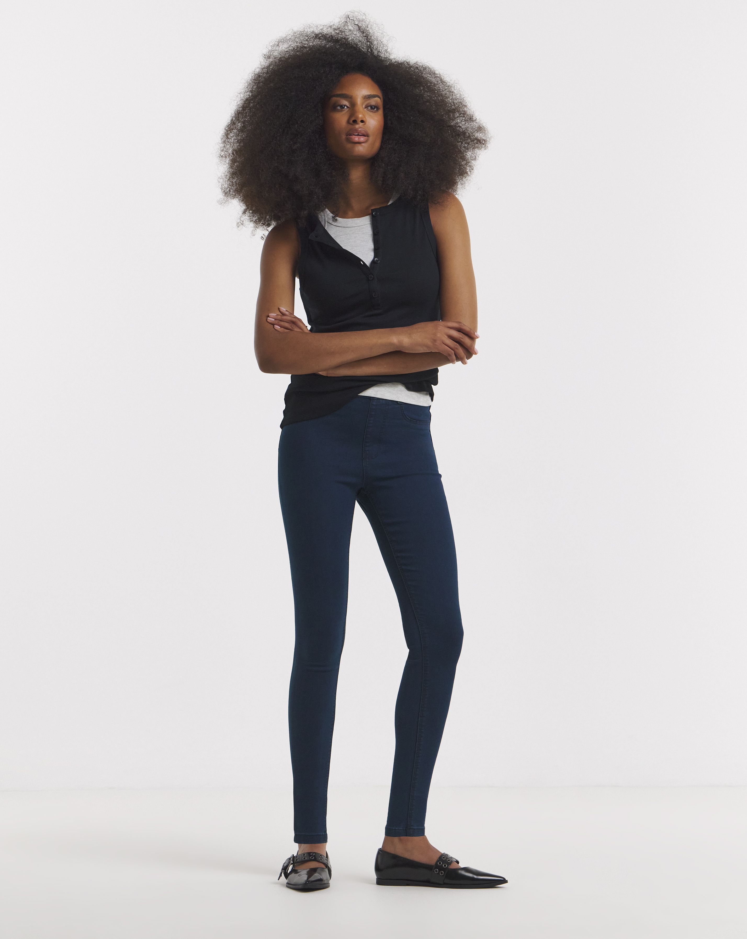 Dark Blue Skinny Pull On Jegging