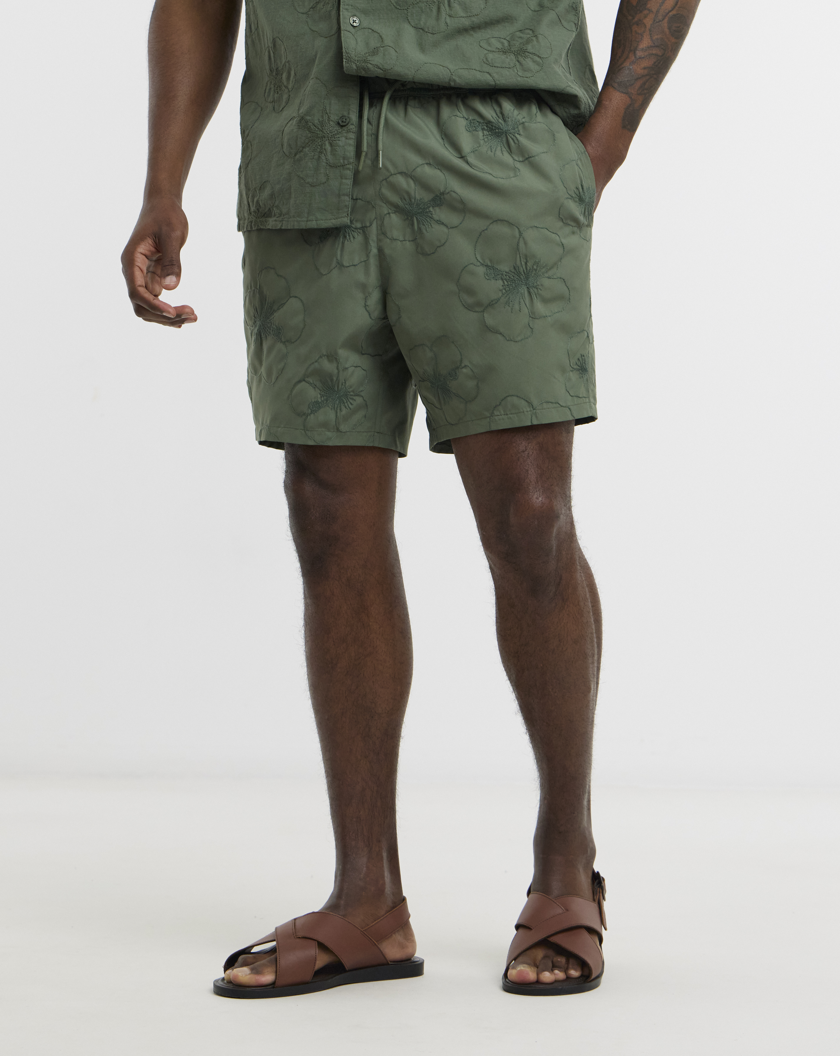 Embroidered Co Ord Swim Shorts