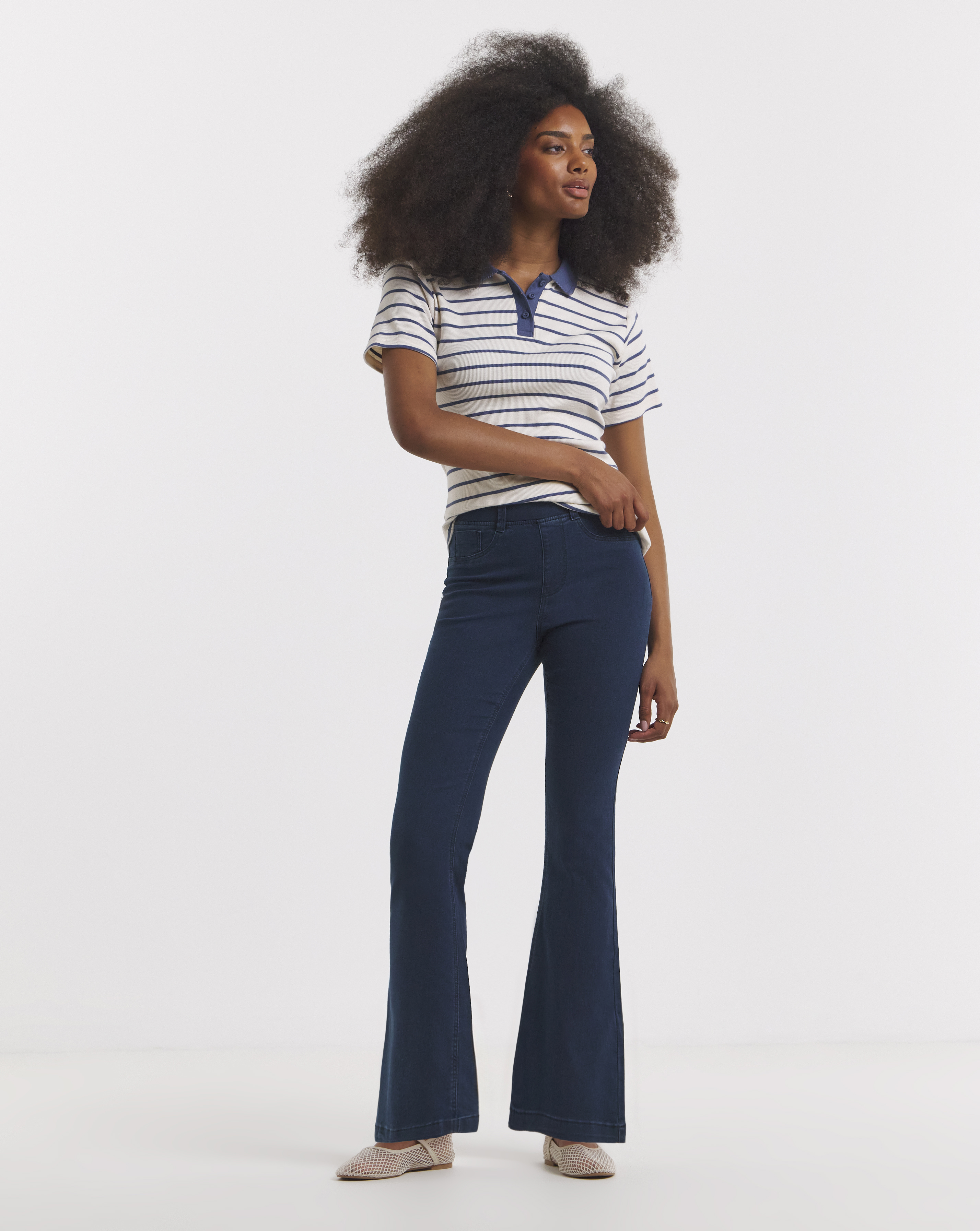 Simply Be Flared Pull On Jeggings - Blue