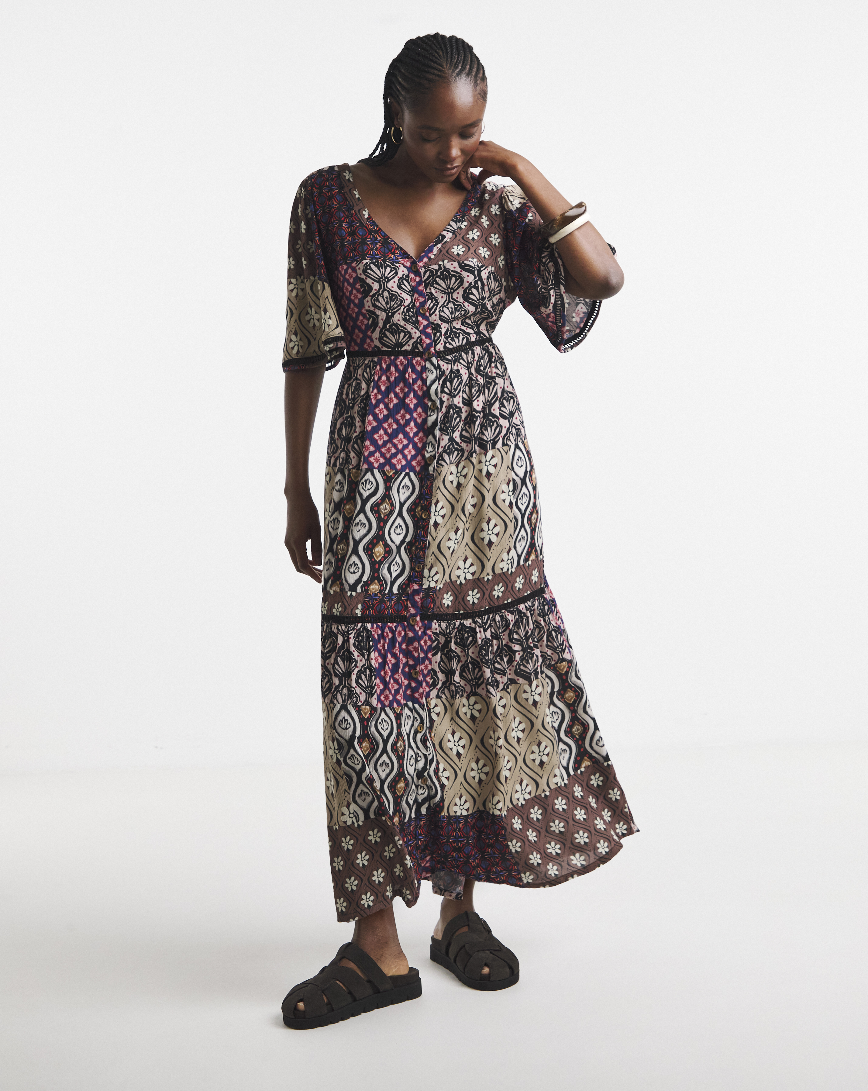 Simply Be - Women's Crinkle Tiered Maxi Dress - Size 10 - Multi