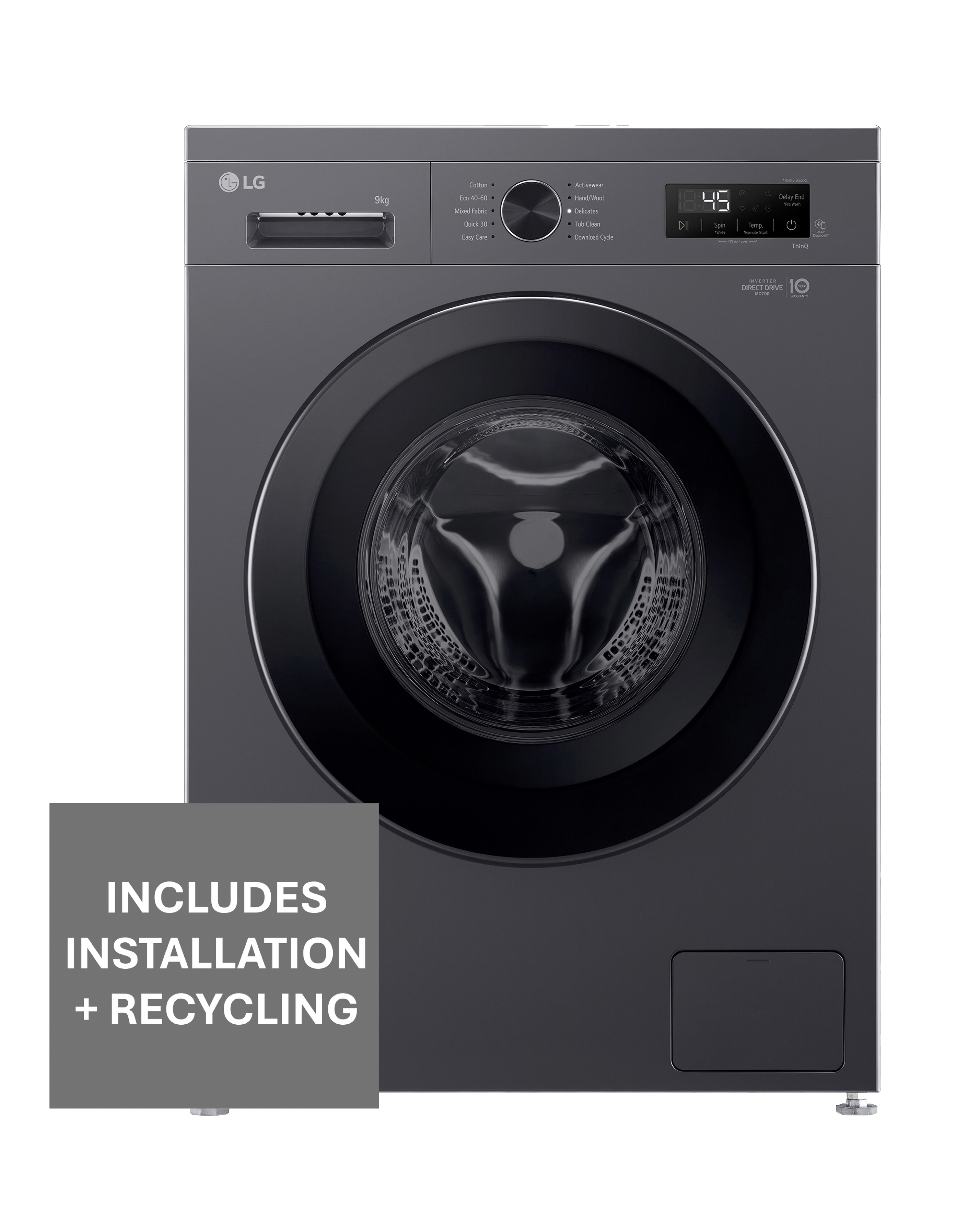 LG F4X1009NMK 9kg Washing Machine - 1400 RPM Spin - Slate Grey - Freestanding - Image 14