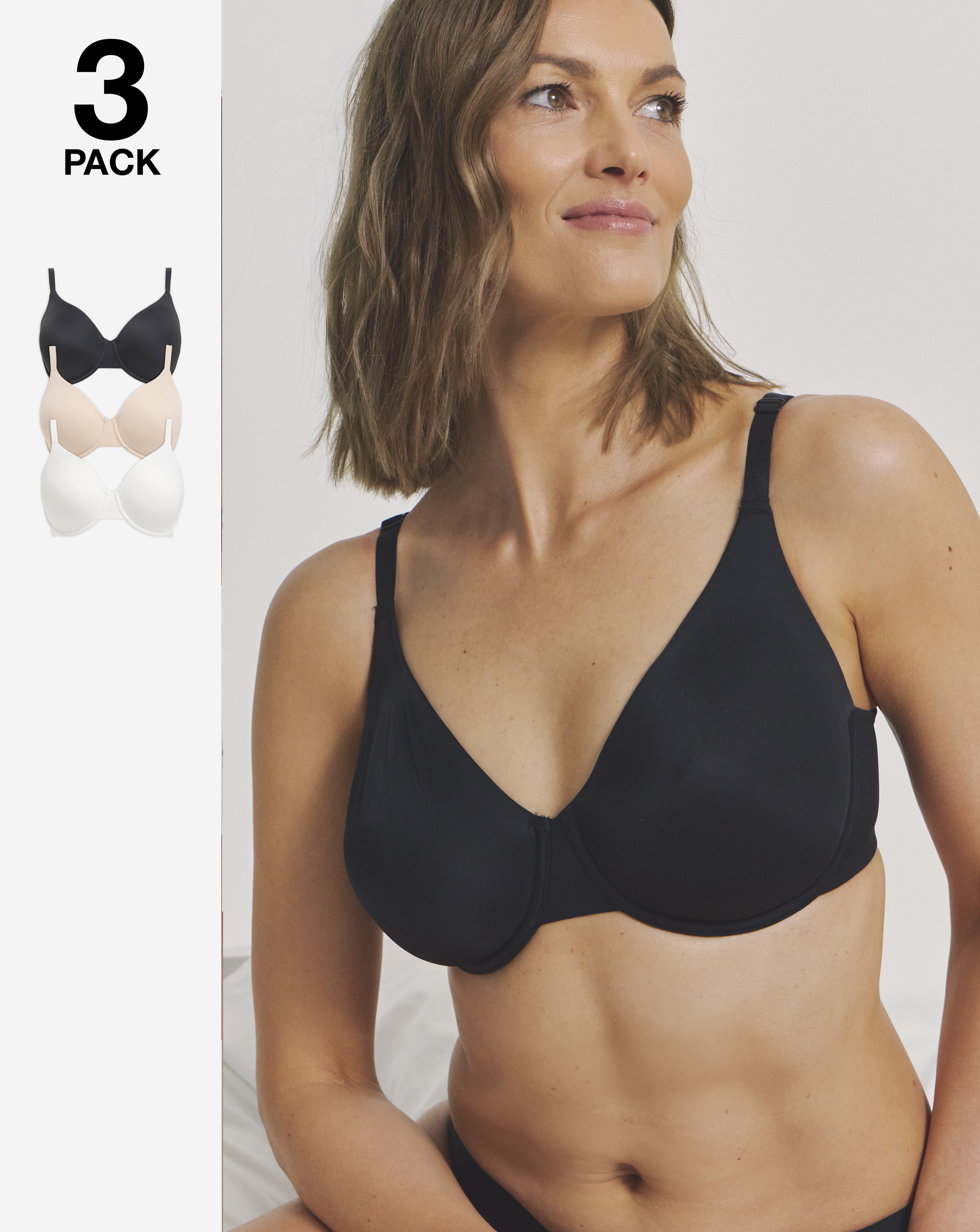 3 Pack Claire Micro Full Cup Wired Bras