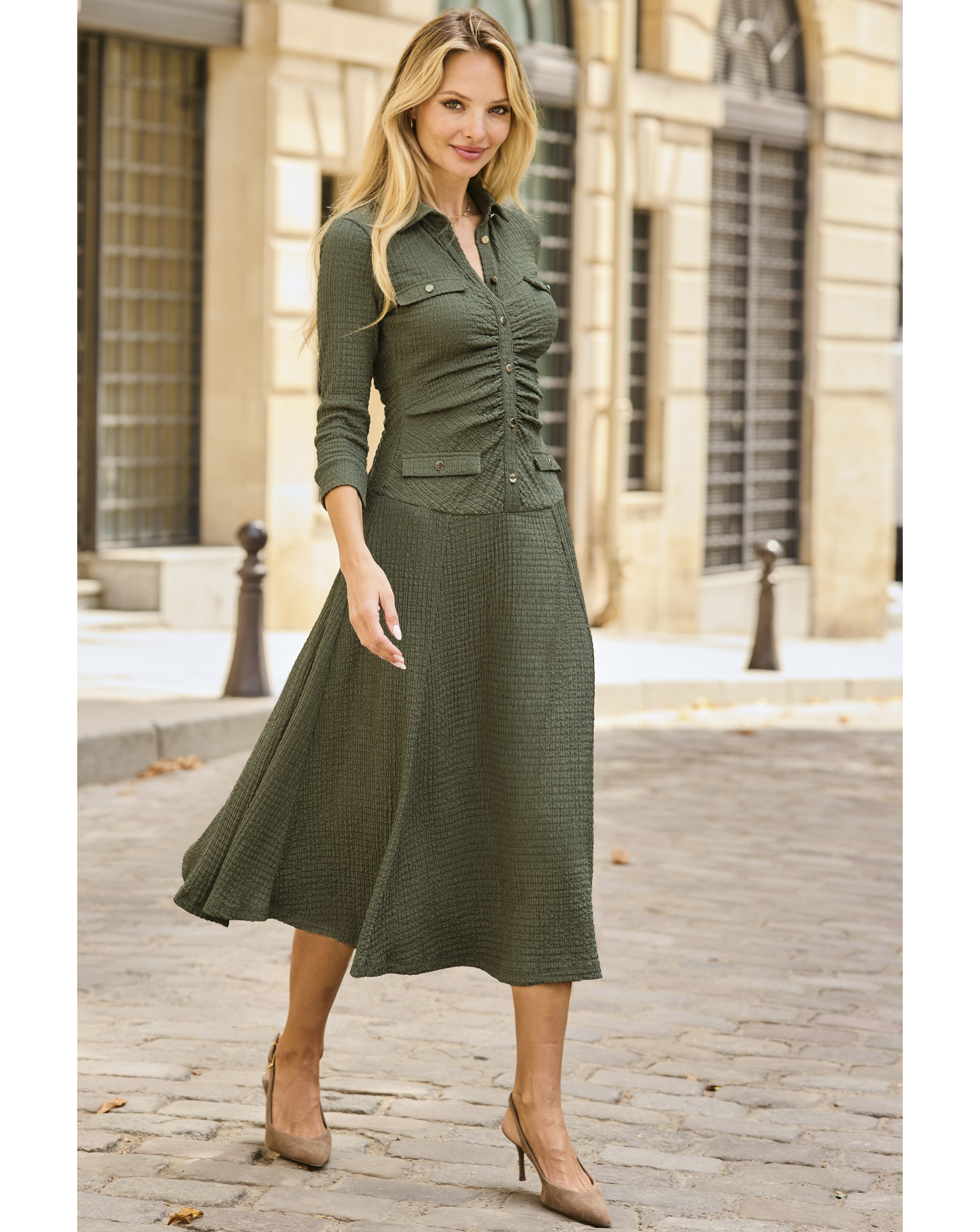 Sosandar Petite Textured Front Dress