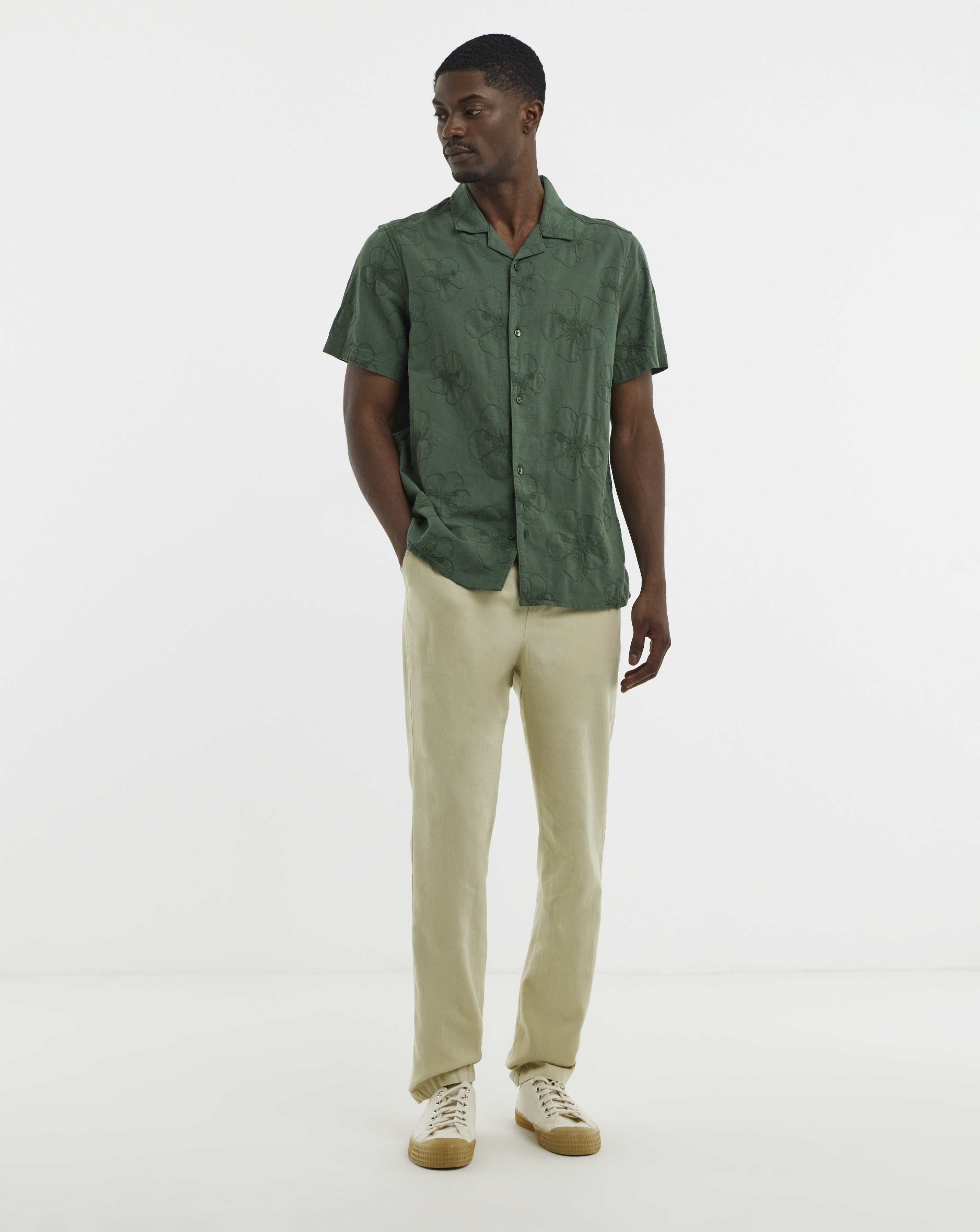 Linen Blend Tapered Elasticated Trouser