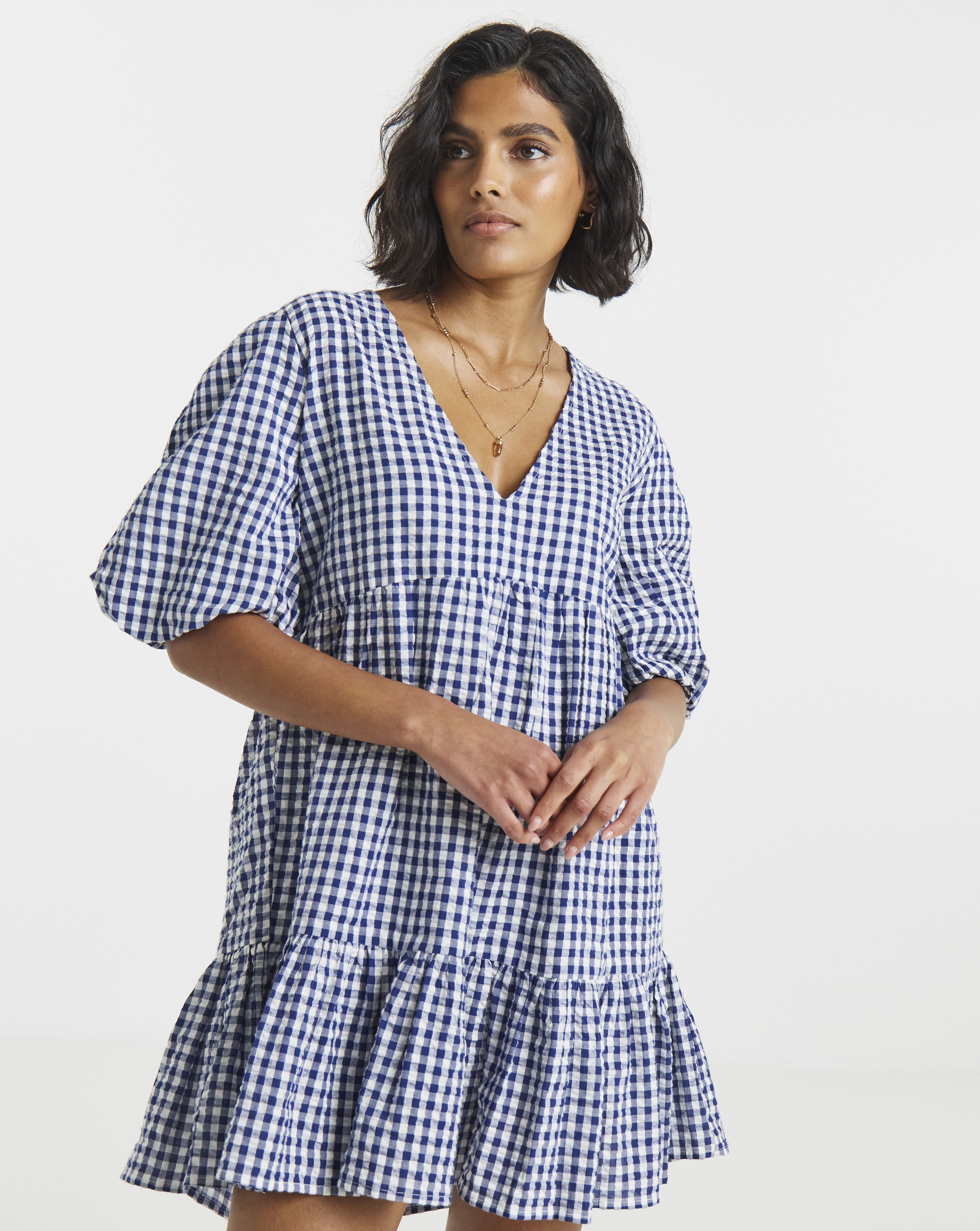 Simply Be - Women's Navy Gingham Smock Dress - Size 10 - Gingham