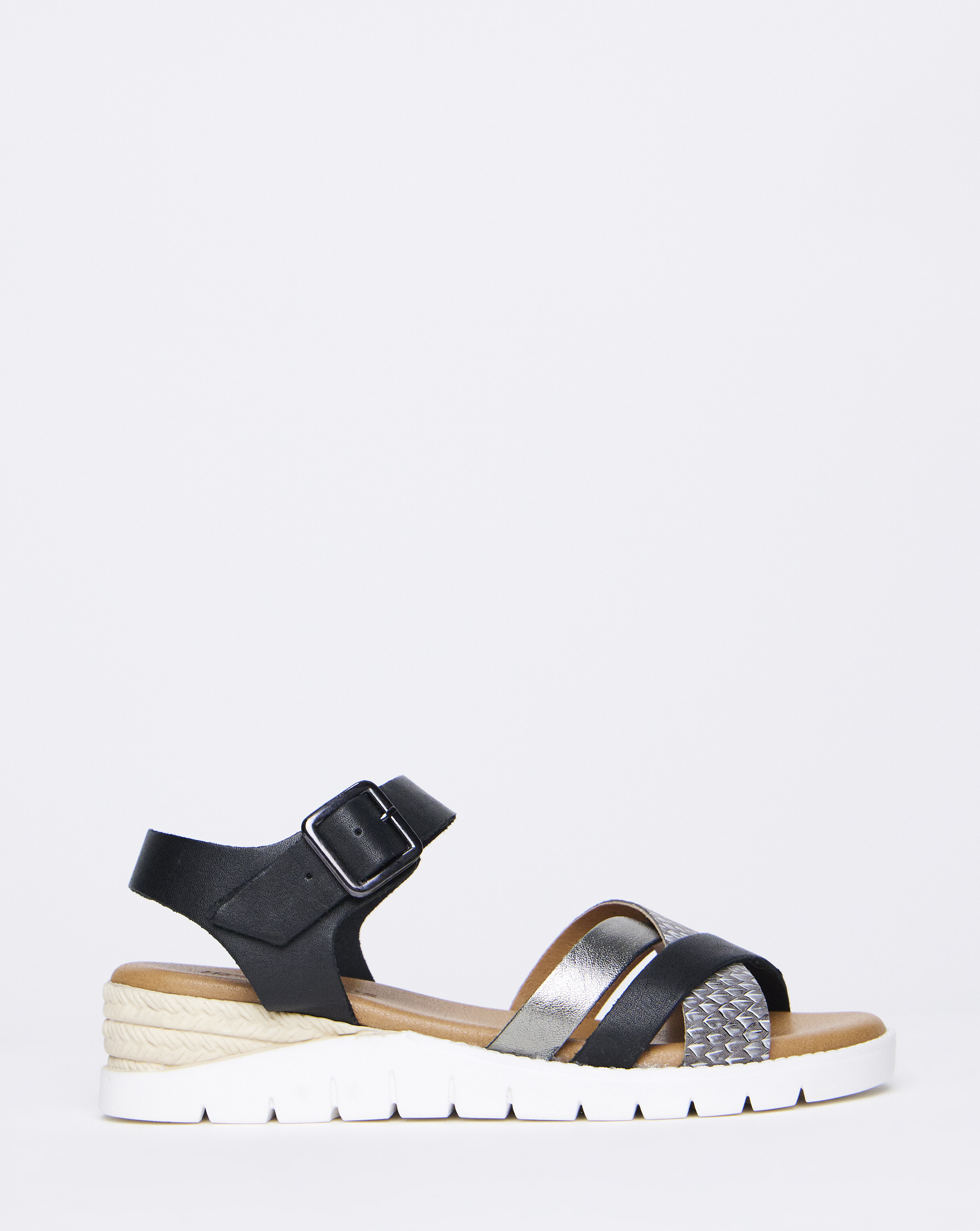 Leather Crossover Sandal E Fit