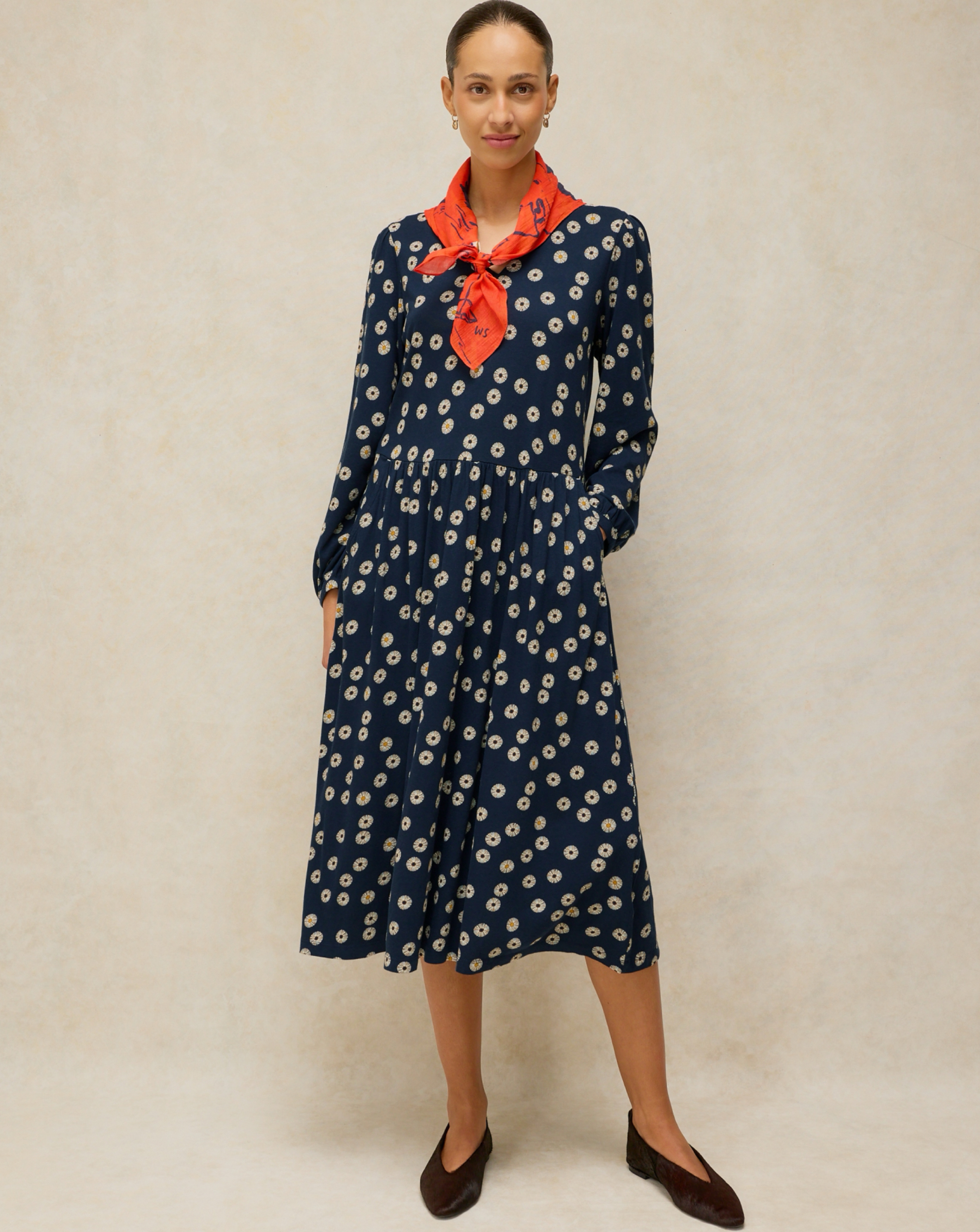 White Stuff Navy Multi Leah Jersey Dress Size 8