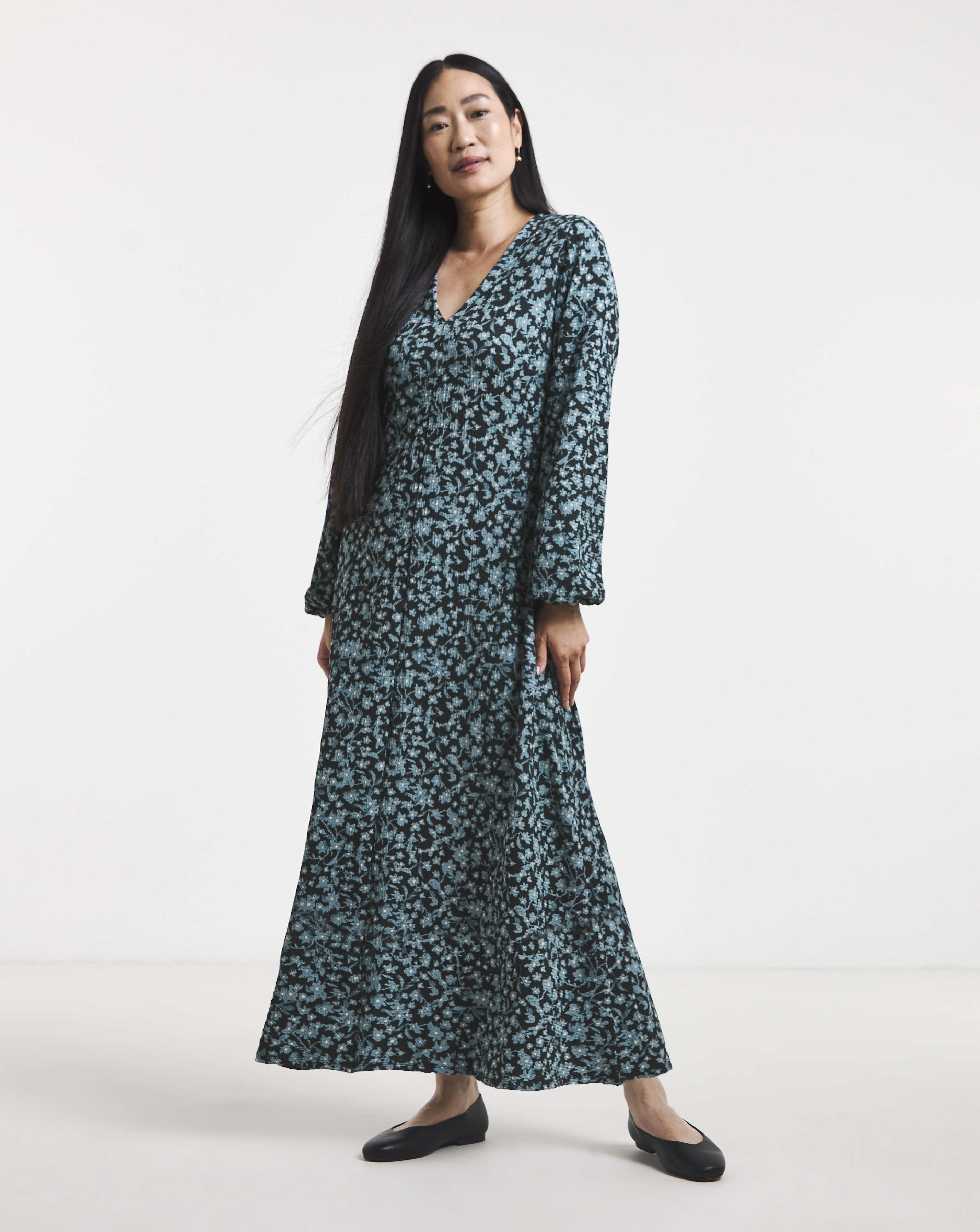 Textured Jersey Front Seam Maxi Dress