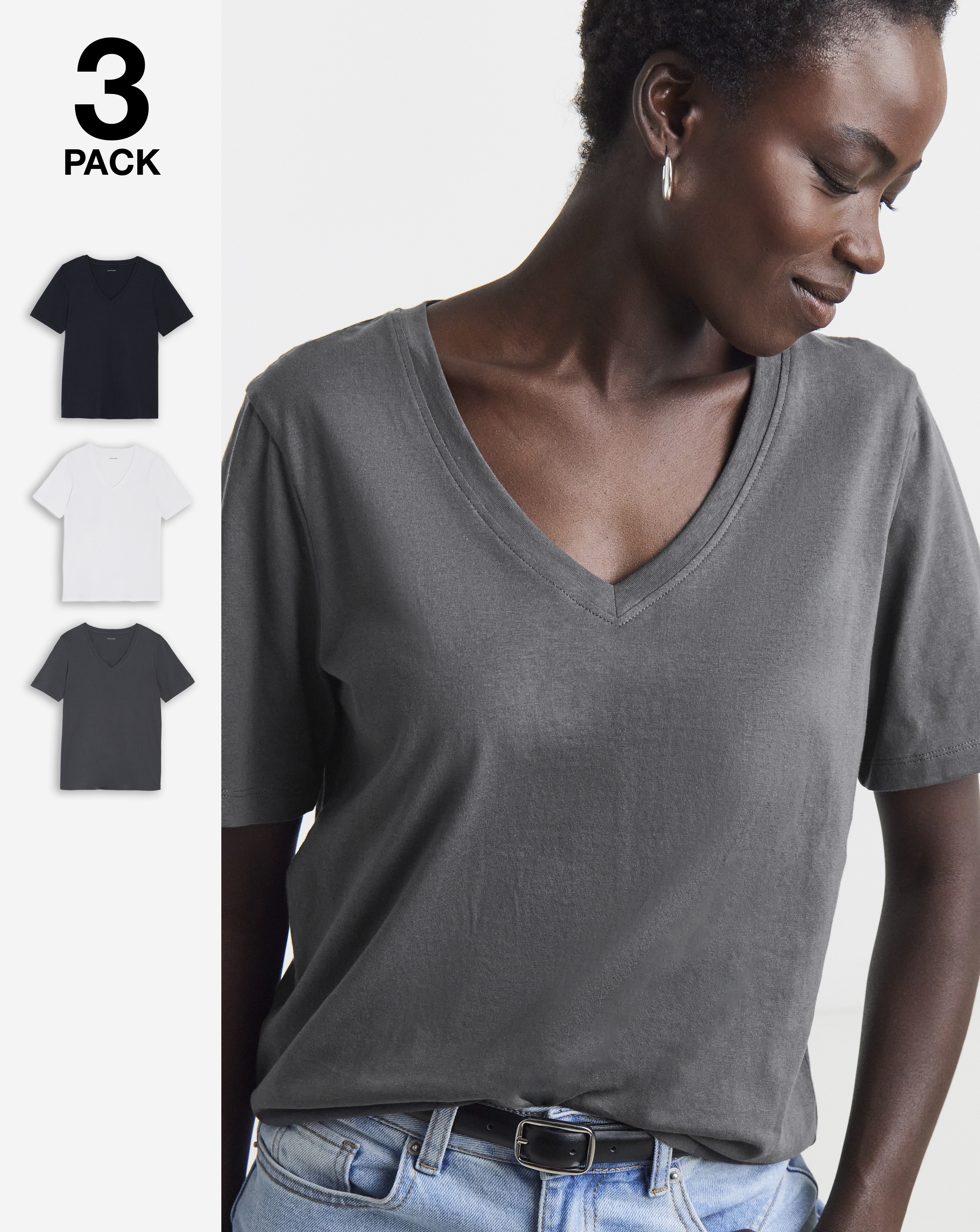 3 Pack V Neck Short Sleeve T-Shirts