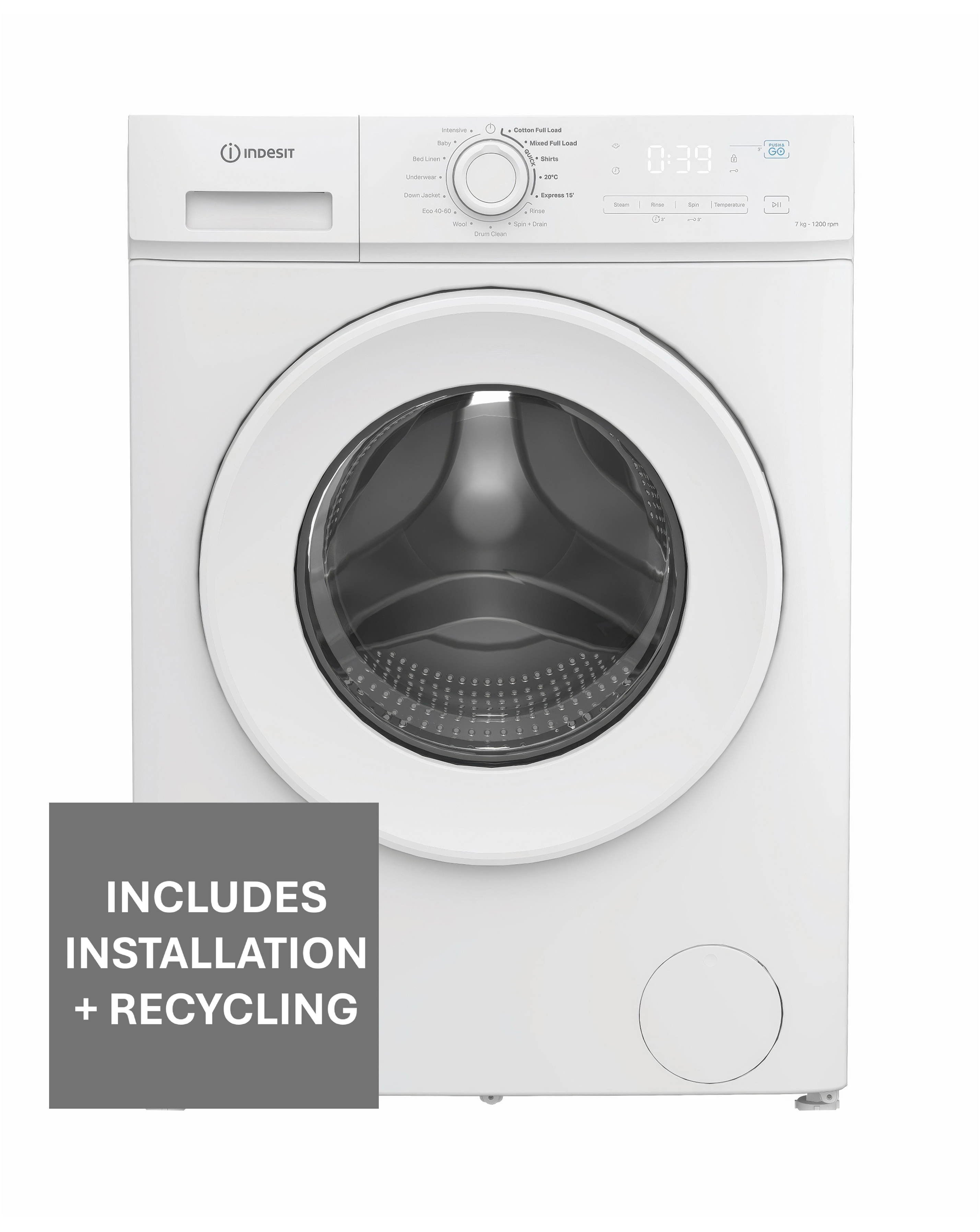 Indesit My Time IMA 762 MY TIME UK 7kg, 1200rpm Washing Machine White + Install