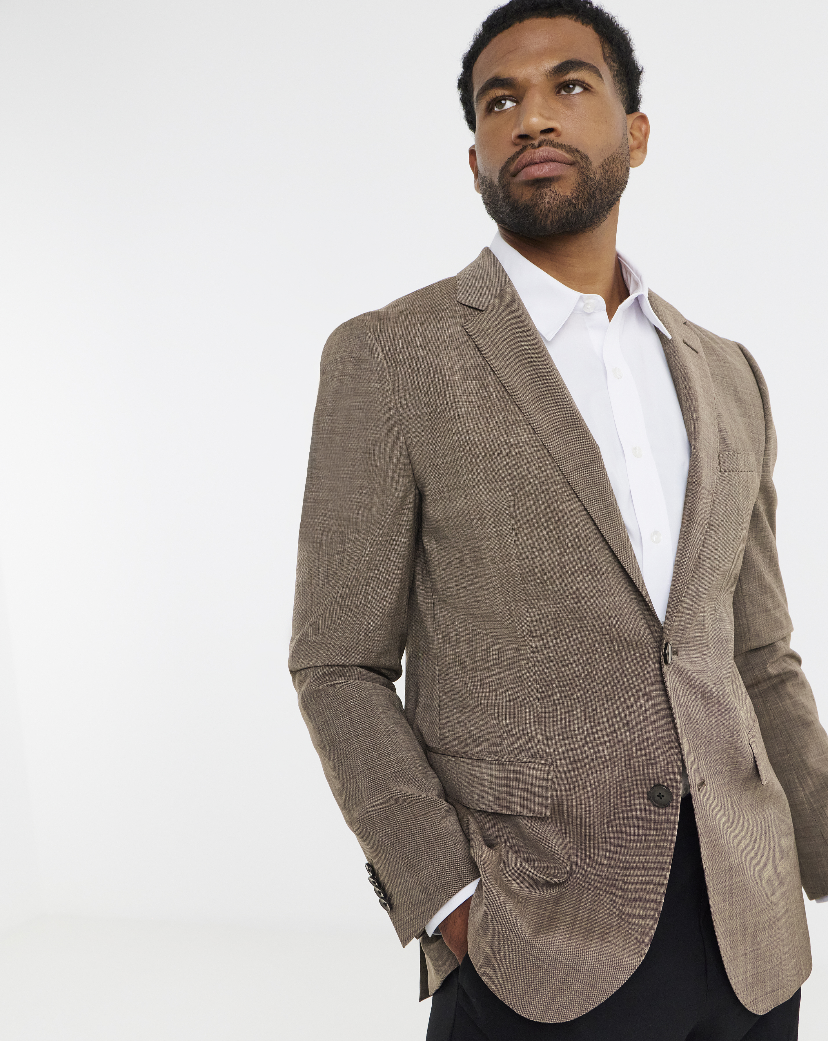 BOSS Beige Wool Mix Suit Jacket