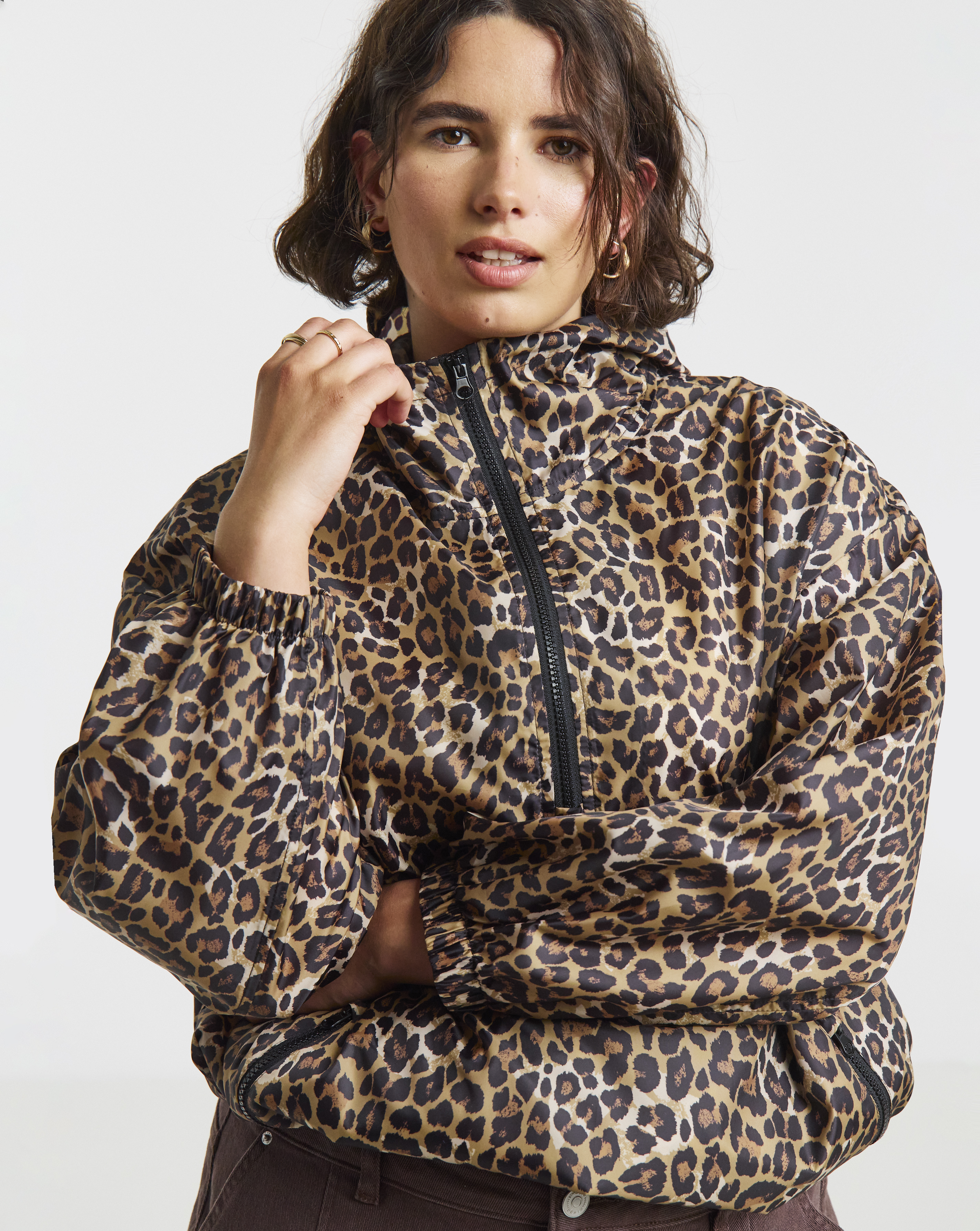 Leopard Quarter Zip Wind Breaker