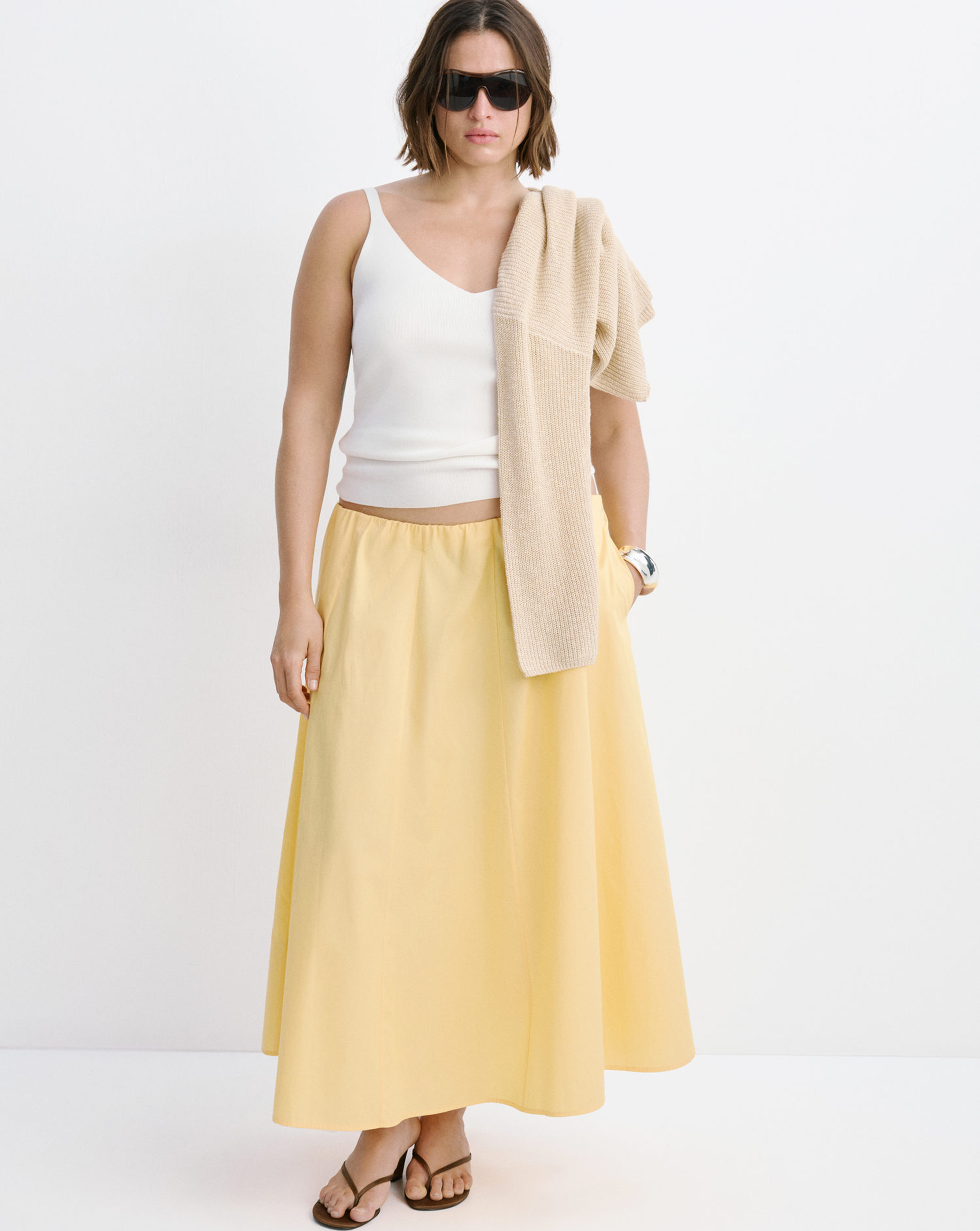 Mango Flared Cotton Skirt