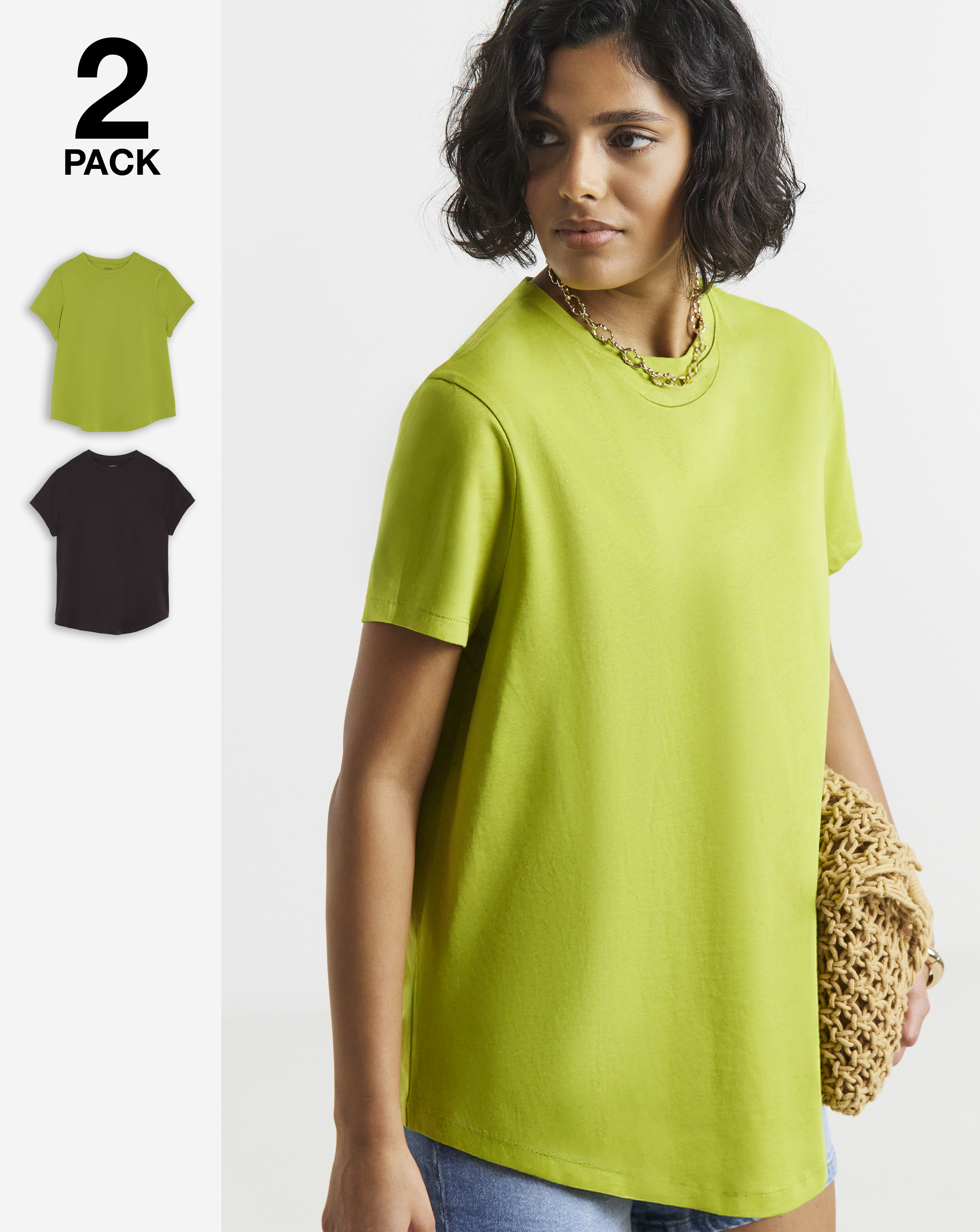 New In - 2 Pack Curved Hem Longline T-Shirts