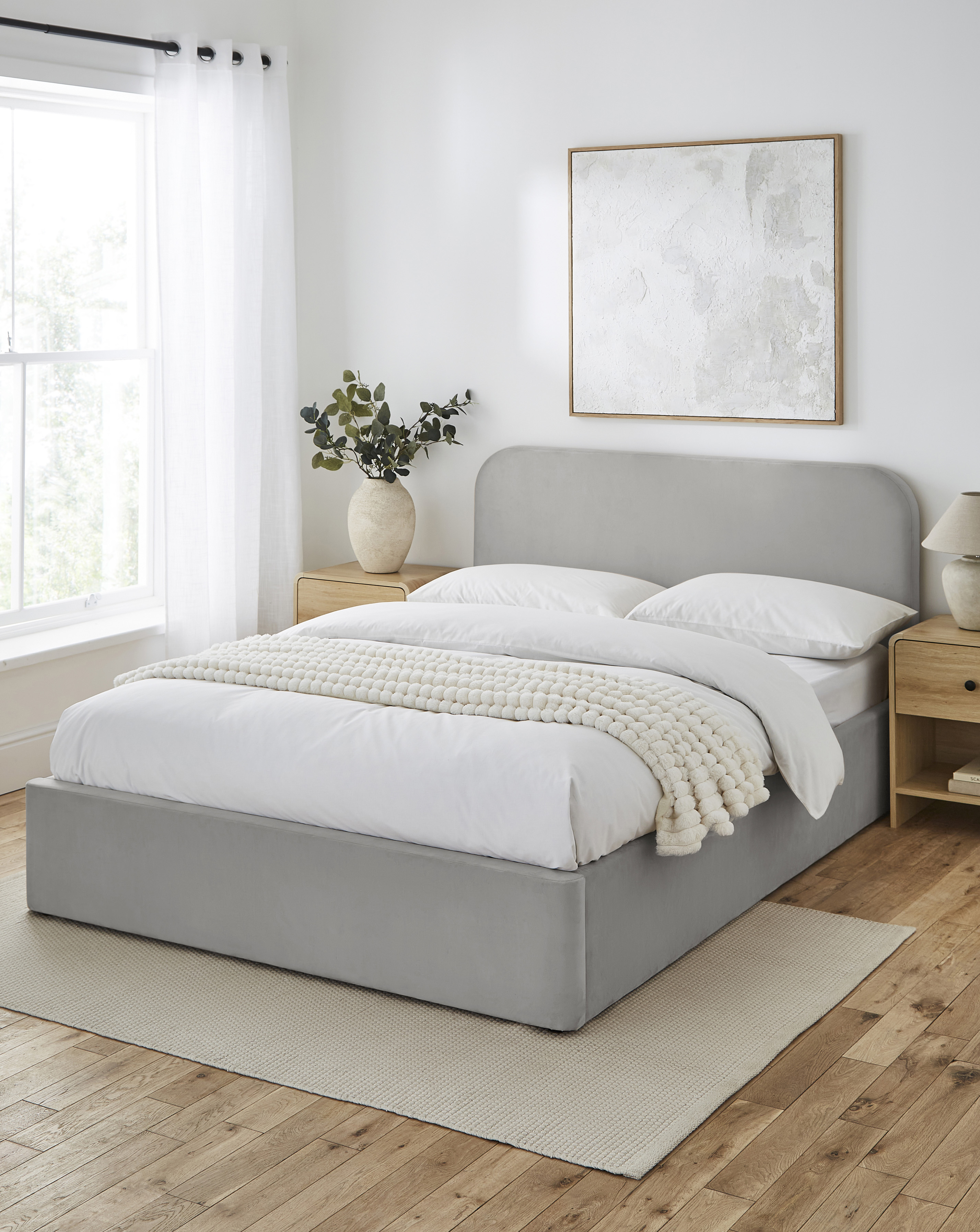 Emery Velvet Ottoman Bed with Mattress