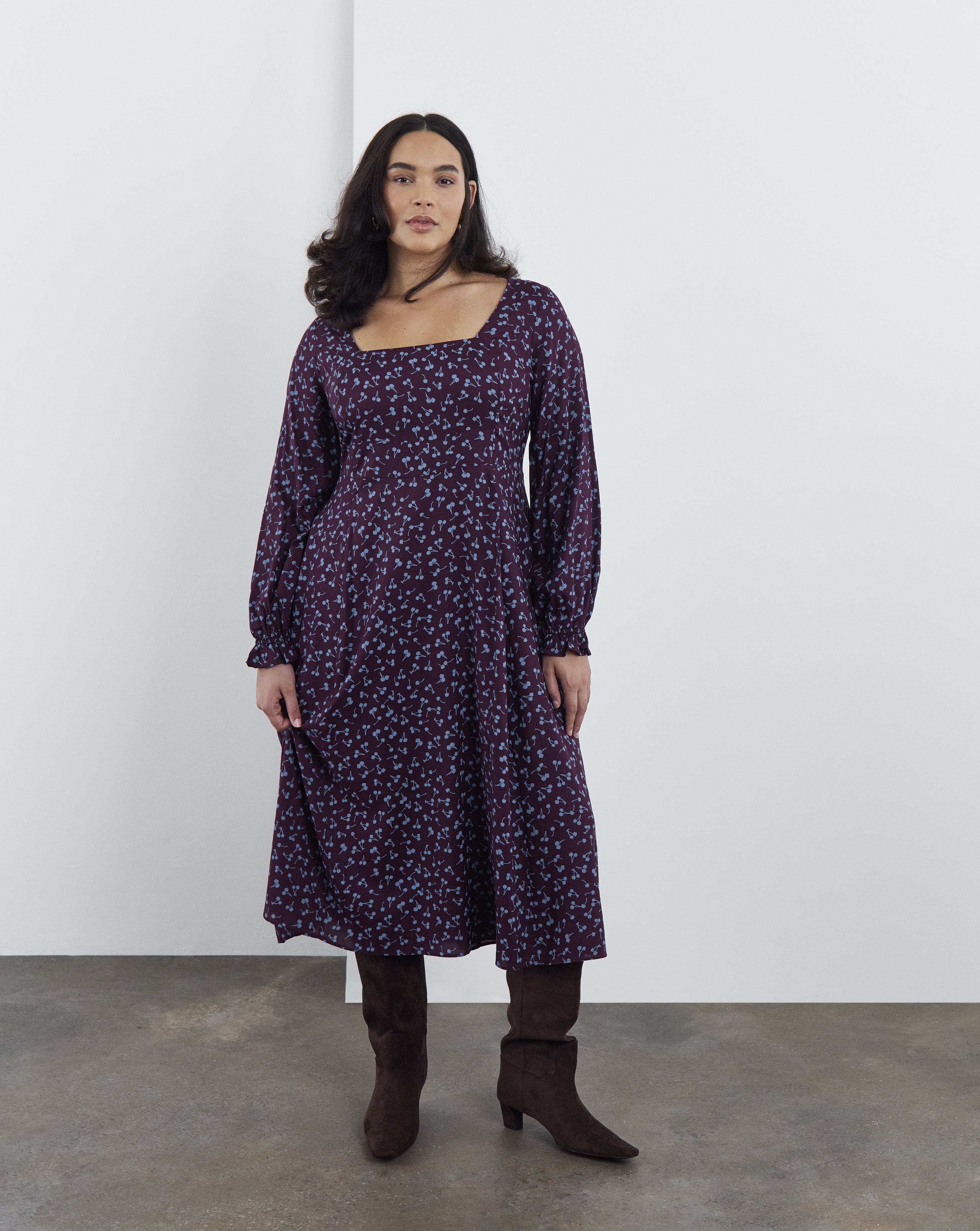 Simply Be Cherry Print Midi Dress