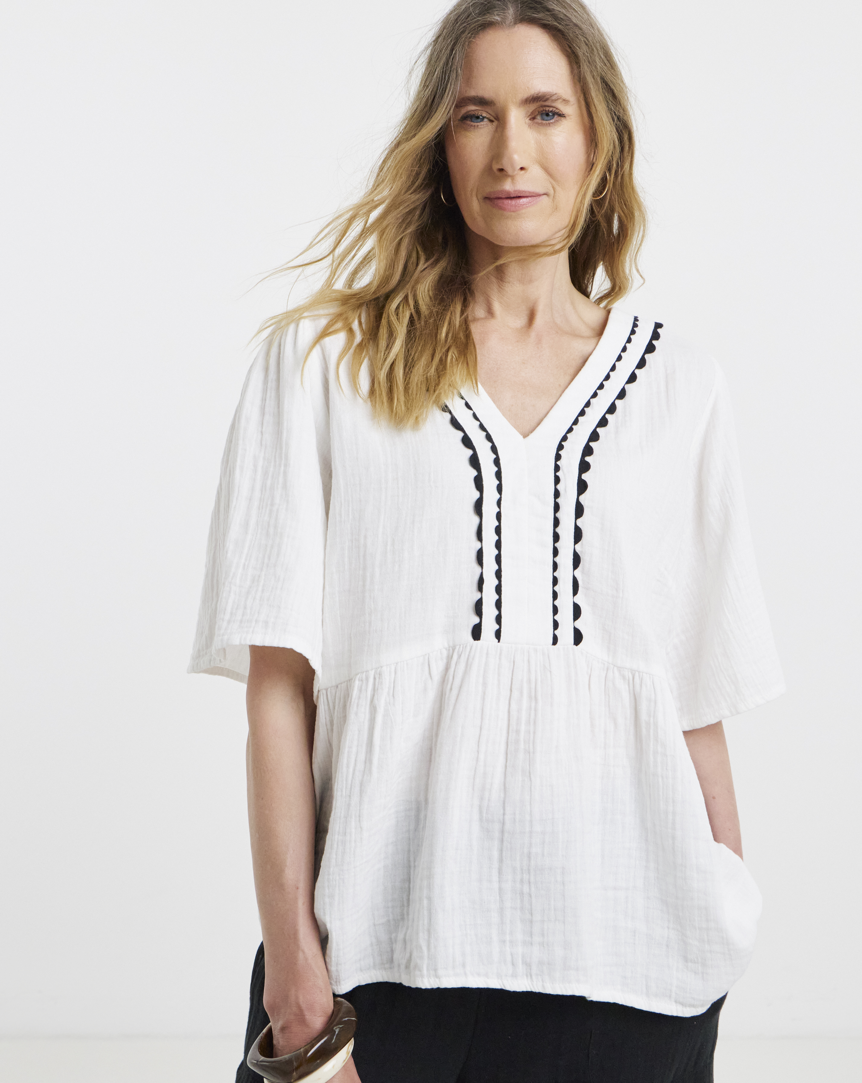 Trim Detail Smock Top
