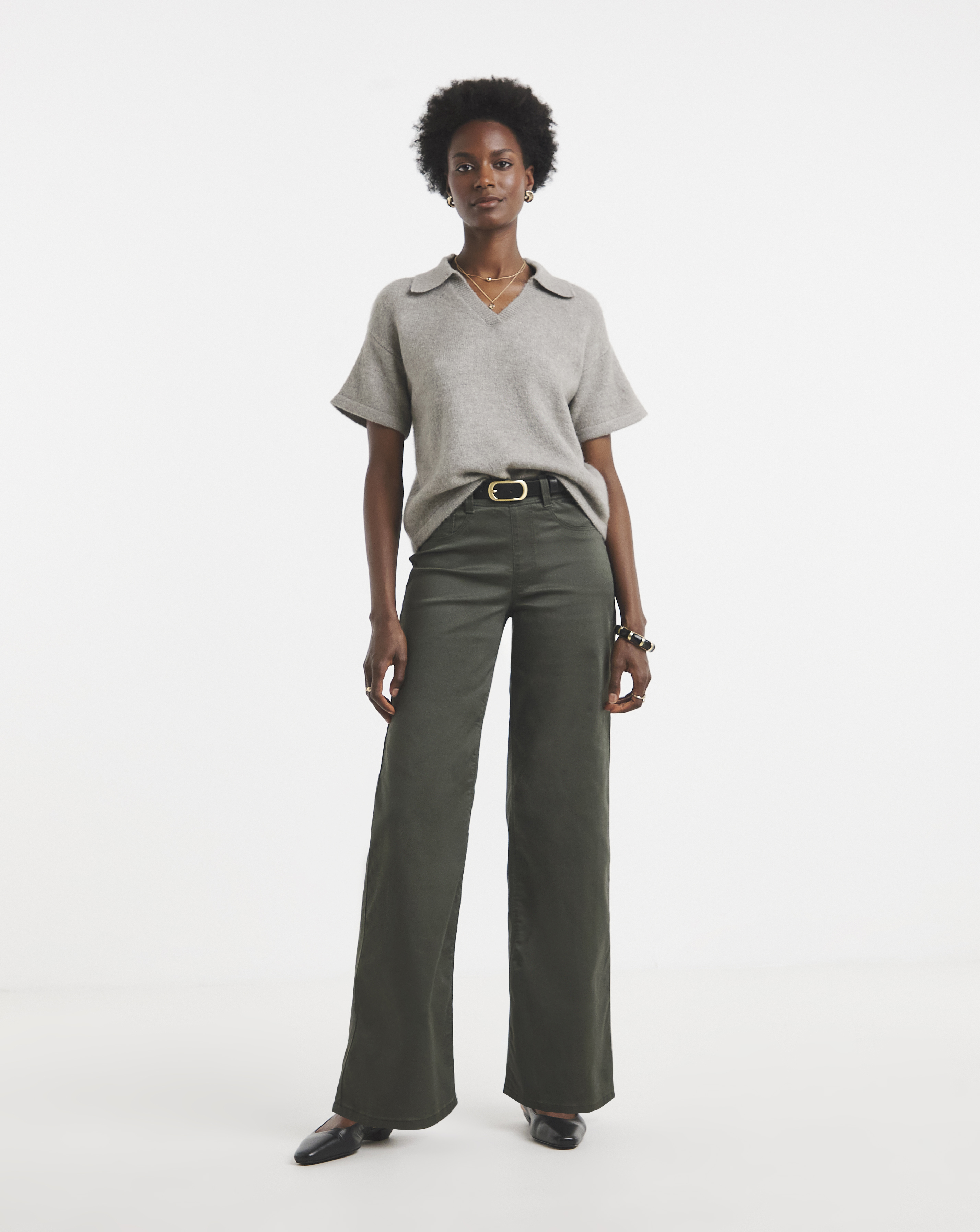 Khaki Wide Leg Jegging