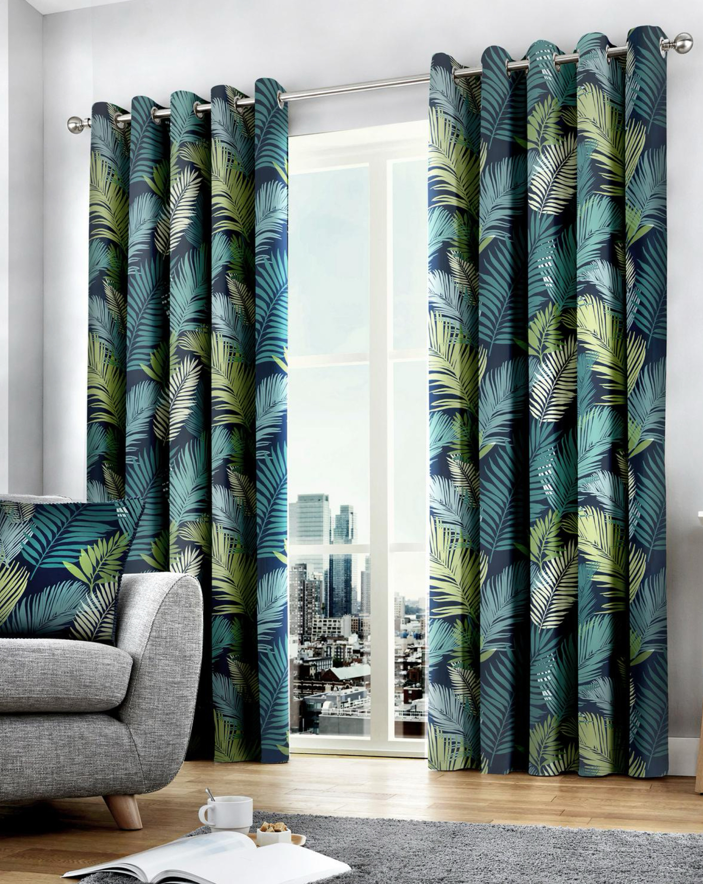 Tropical Eyelet Curtains in Multi